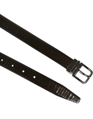 Dolce & Gabbana Brown Glossy Leather Classic Metal Buckle Belt - 90 cm / 36 Inches - Belts