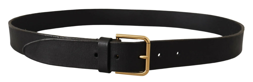 Dolce & Gabbana Brown Gold Metal Logo Buckle Calf Leather Belt - 95 cm / 38 Inches - Belts