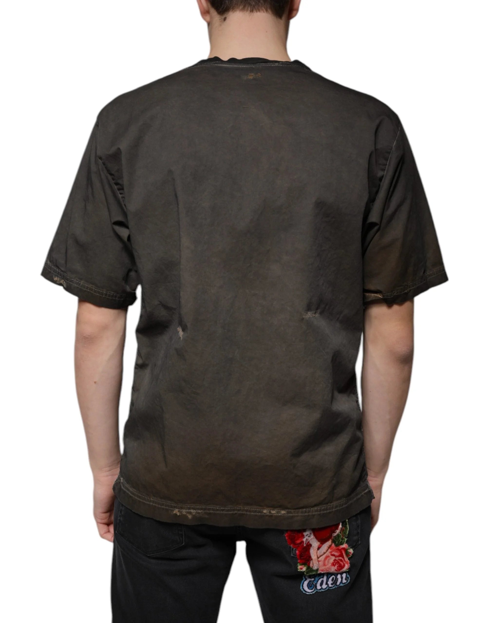 Dolce & Gabbana Brown Graphic Print Cotton Round Neck T-shirt - IT48 | M - T-Shirts