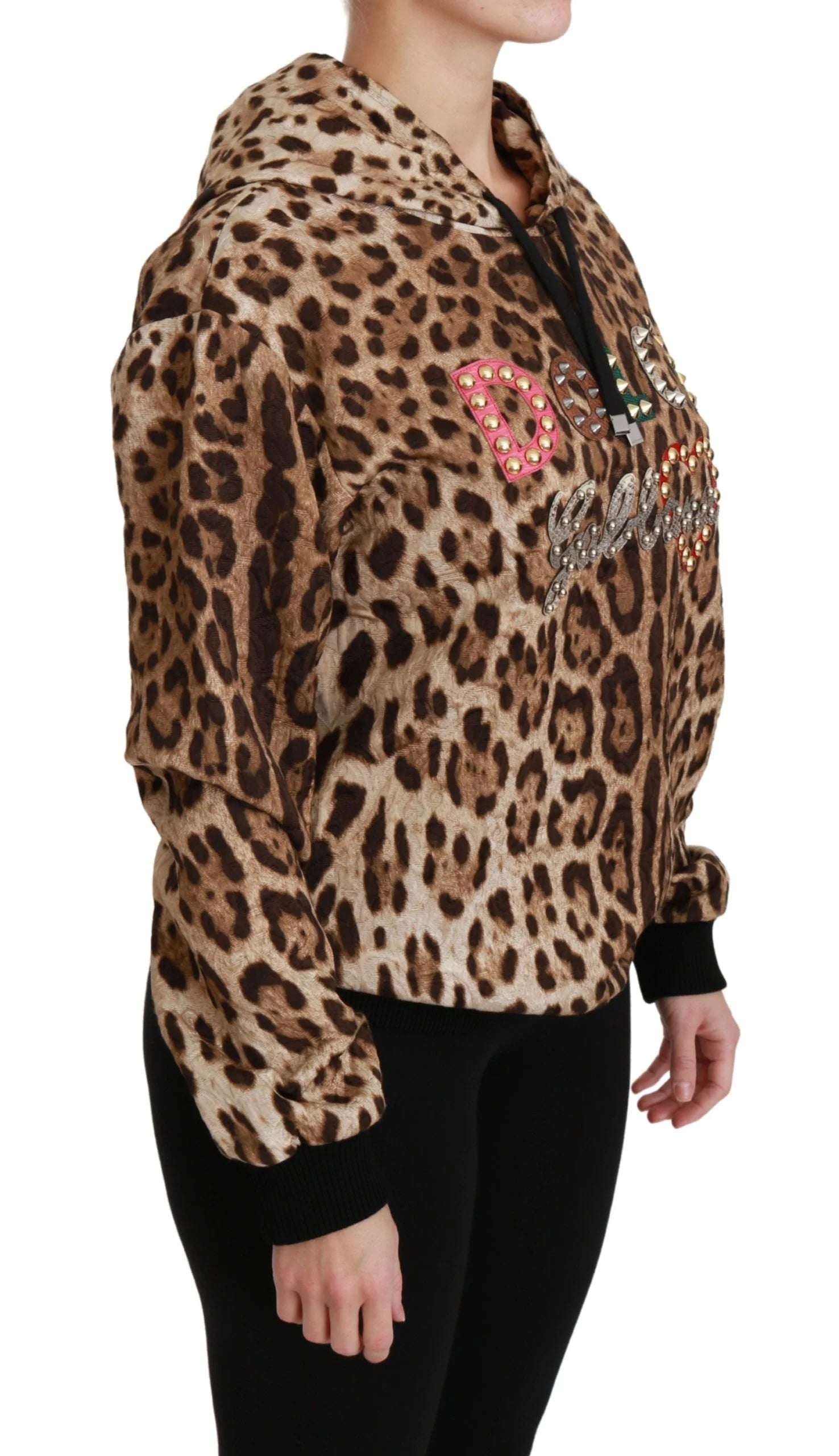 Dolce & Gabbana Brown Hooded Studded Ayers Leopard Sweater - Sweaters