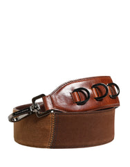 Dolce & Gabbana Bruine Houten Fluweel Leer Tas Accessoire Schouderband - Tas Riemen & Handgrepen