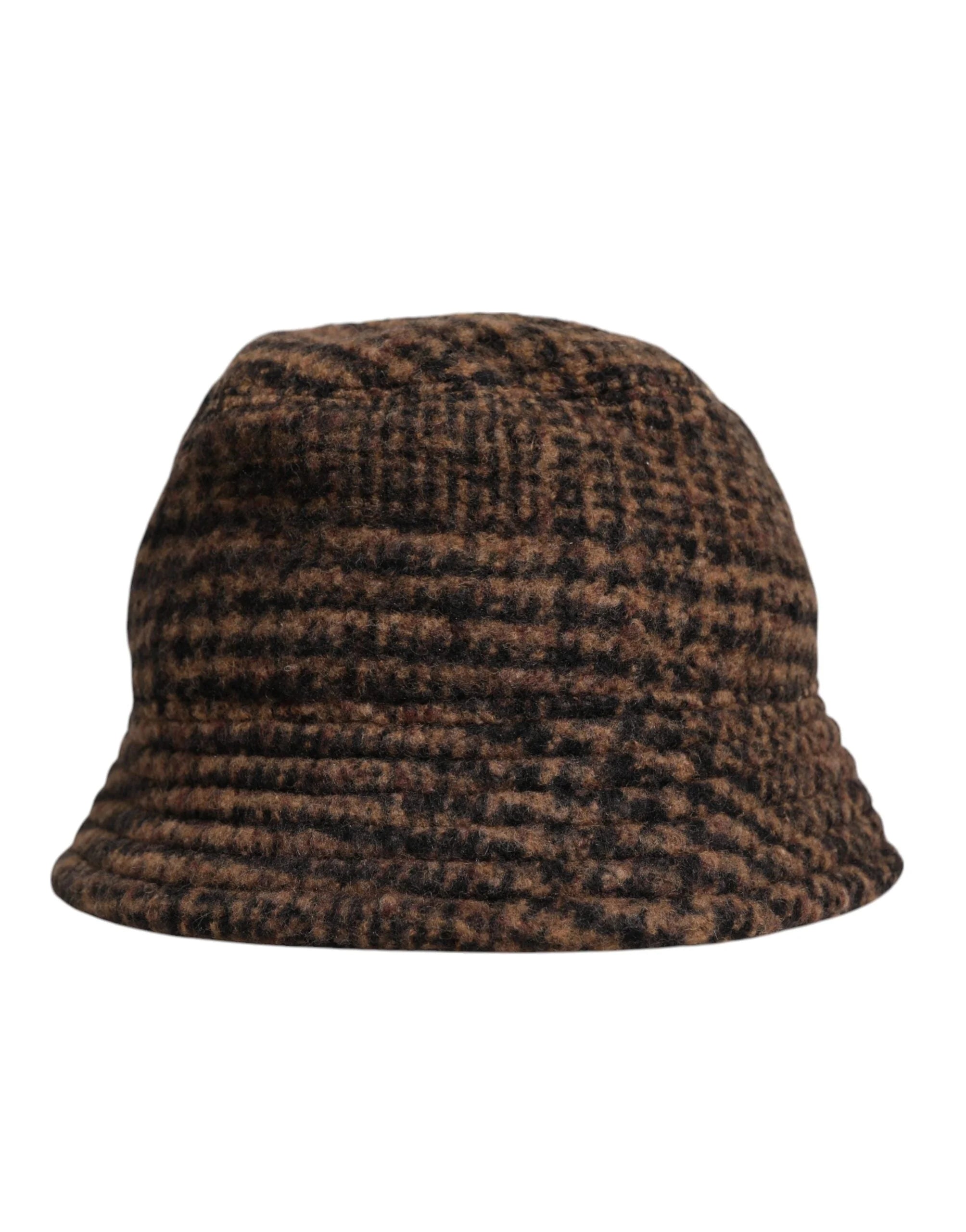 Dolce & Gabbana Brown Houndstooth Wool Woven Bucket Hat - 59 cm|L