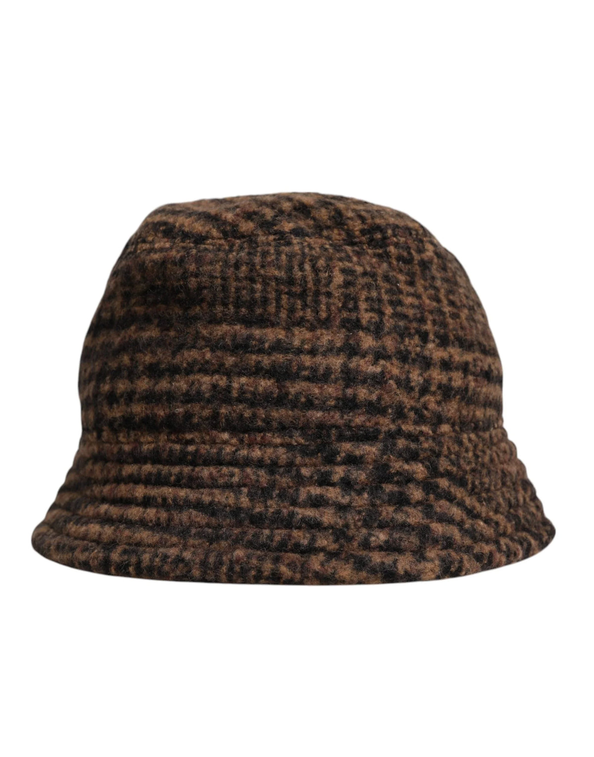 Dolce & Gabbana Brown Houndstooth Wool Woven Bucket Hat - 59 cm|L - Bucket Hats