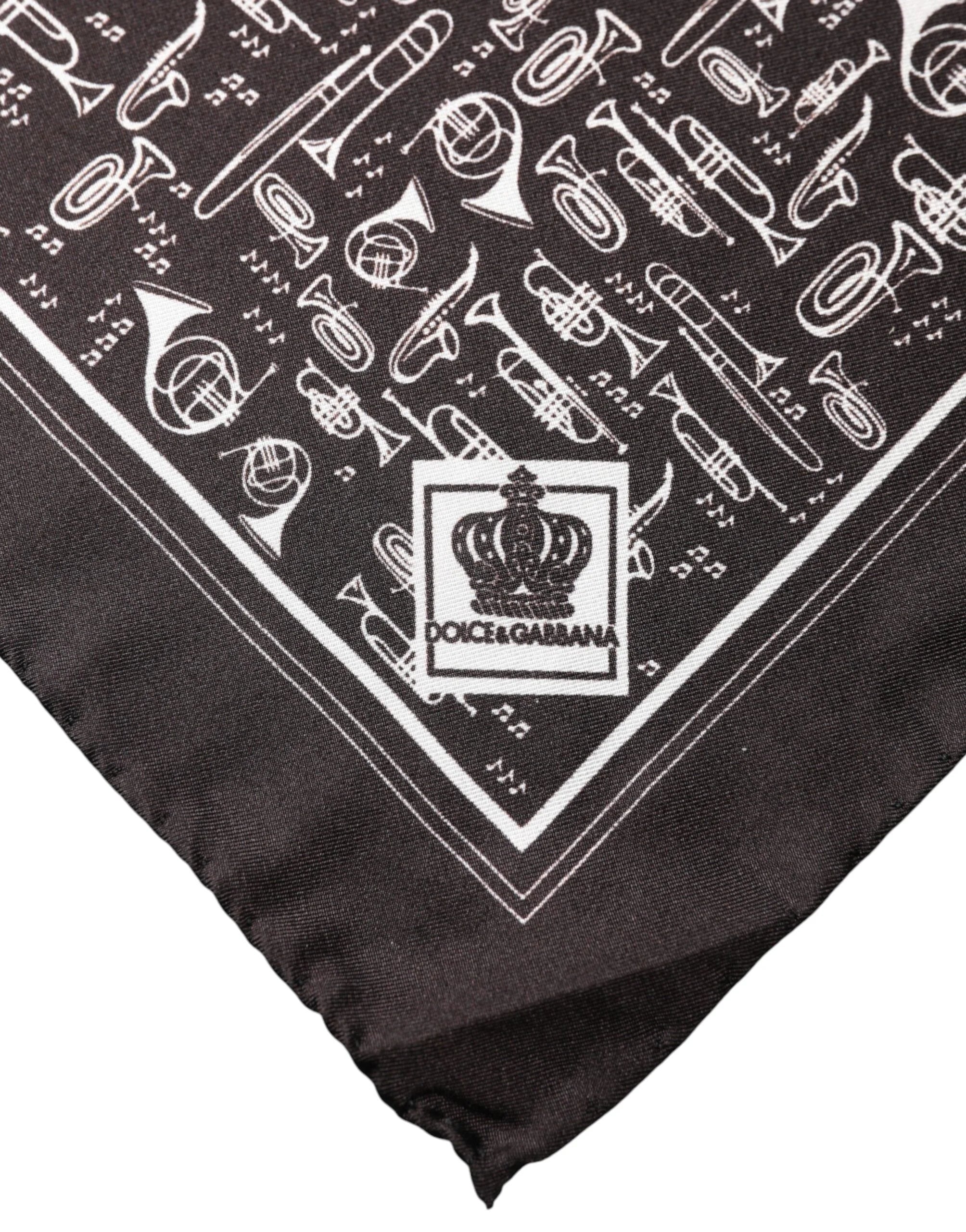 Dolce & Gabbana Brown Jazz Club Square Handkerchief Men 32cm x 31cm Scarf