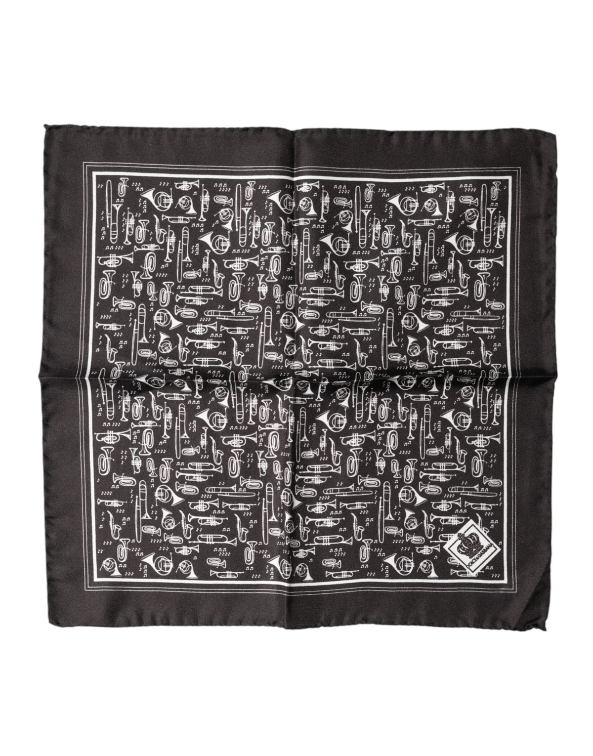 Dolce & Gabbana Brown Jazz Club Square Handkerchief Men 32cm x 31cm Scarf