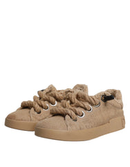 Dolce & Gabbana Brown Jute Fabric Low Top Men Sneakers Shoes - Sneakers