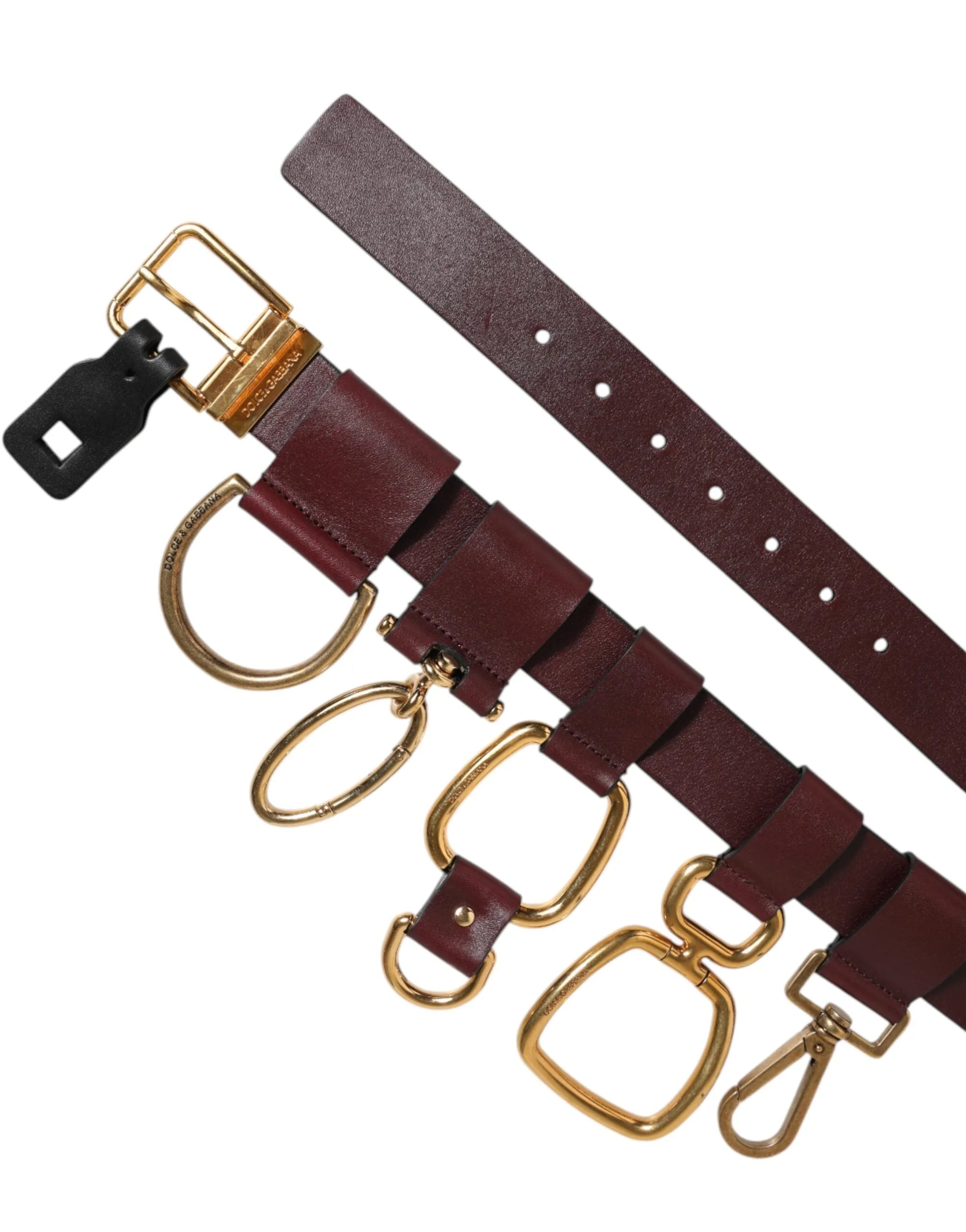 Dolce & Gabbana Brown Key Ring Clip Attachments Buckle Belt - 90 cm / 36 Inches