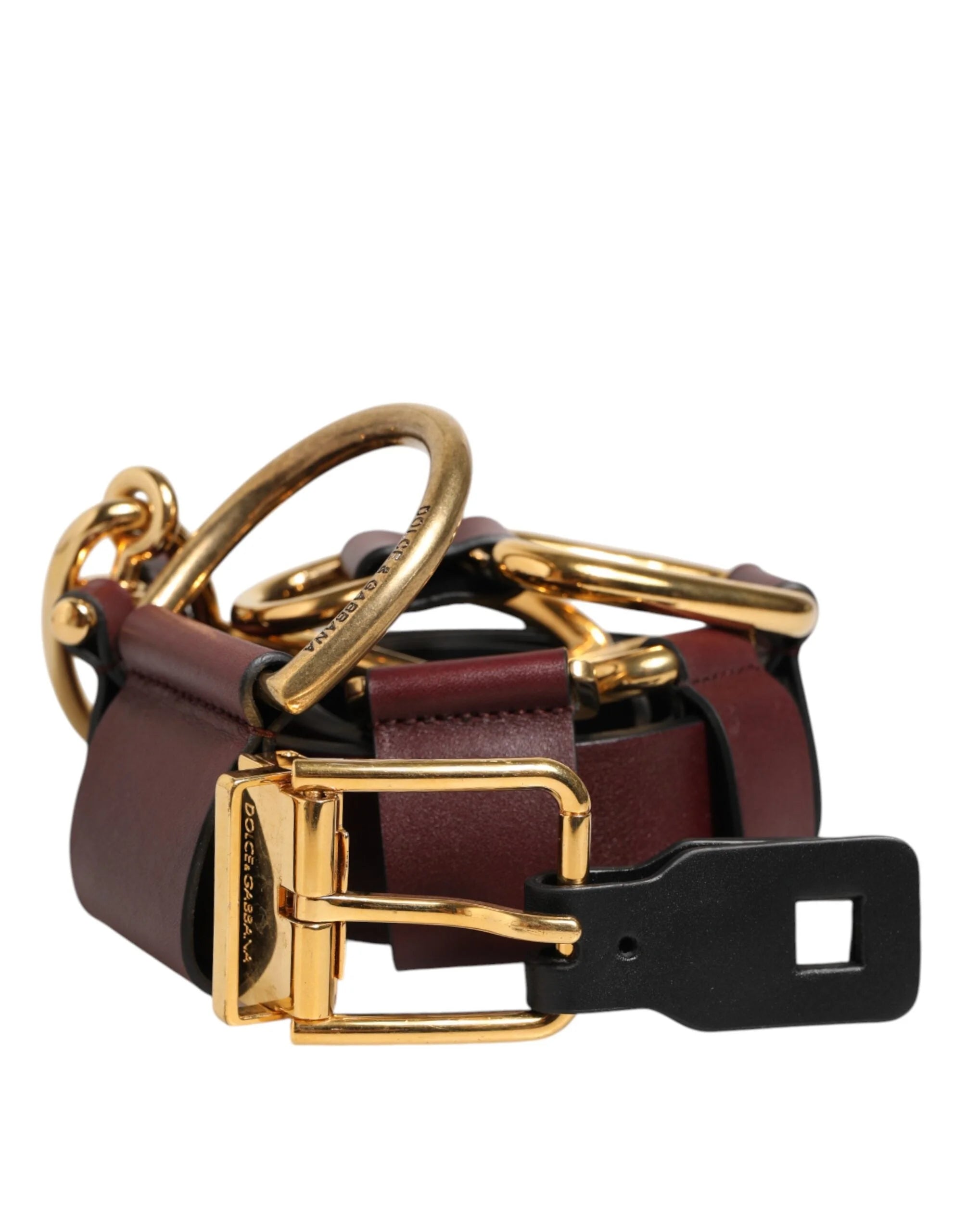 Dolce & Gabbana Brown Key Ring Clip Attachments Buckle Belt - 90 cm / 36 Inches