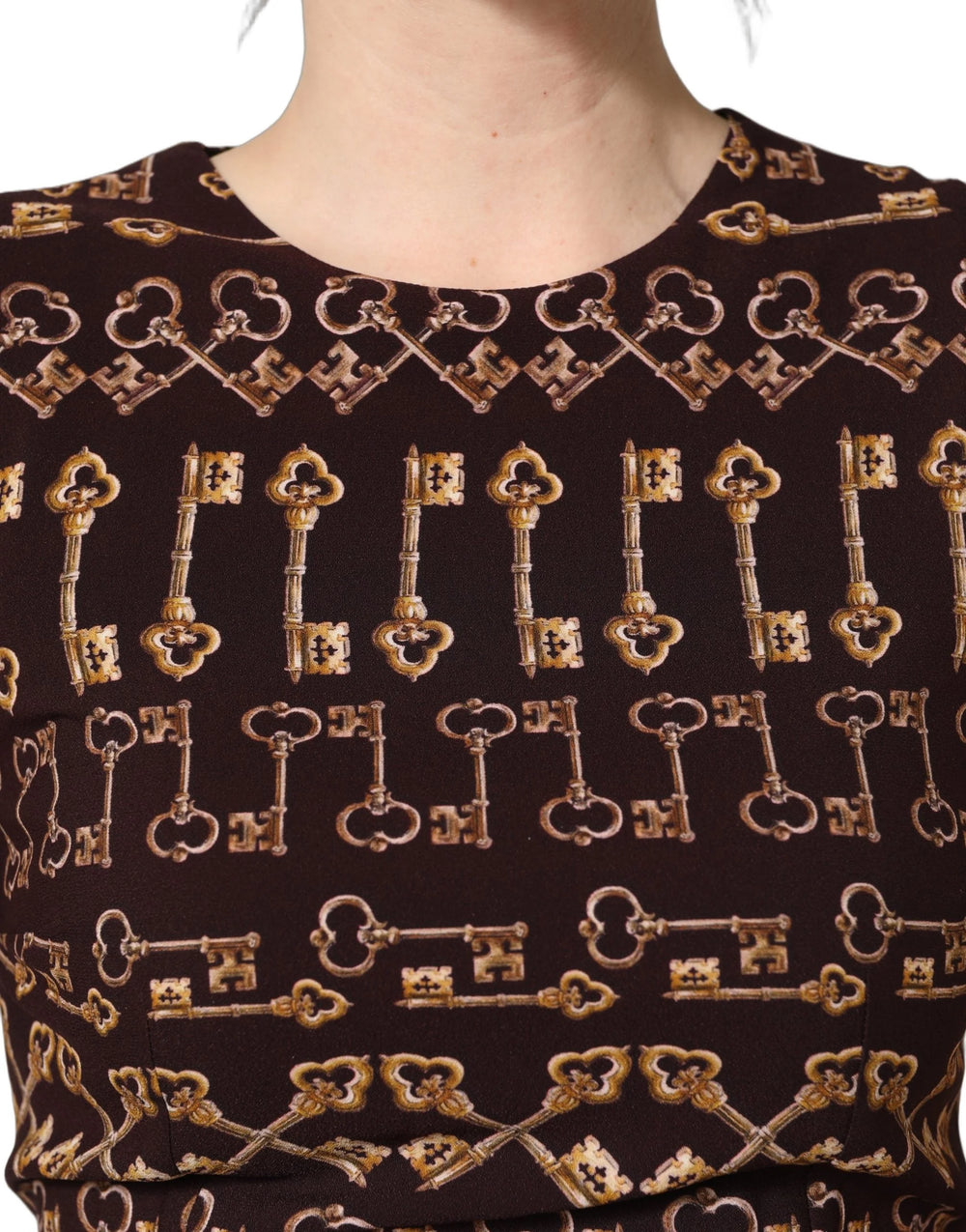 Dolce & Gabbana Brown Keys Fitted Sheath Knee Length Dress - IT42|M