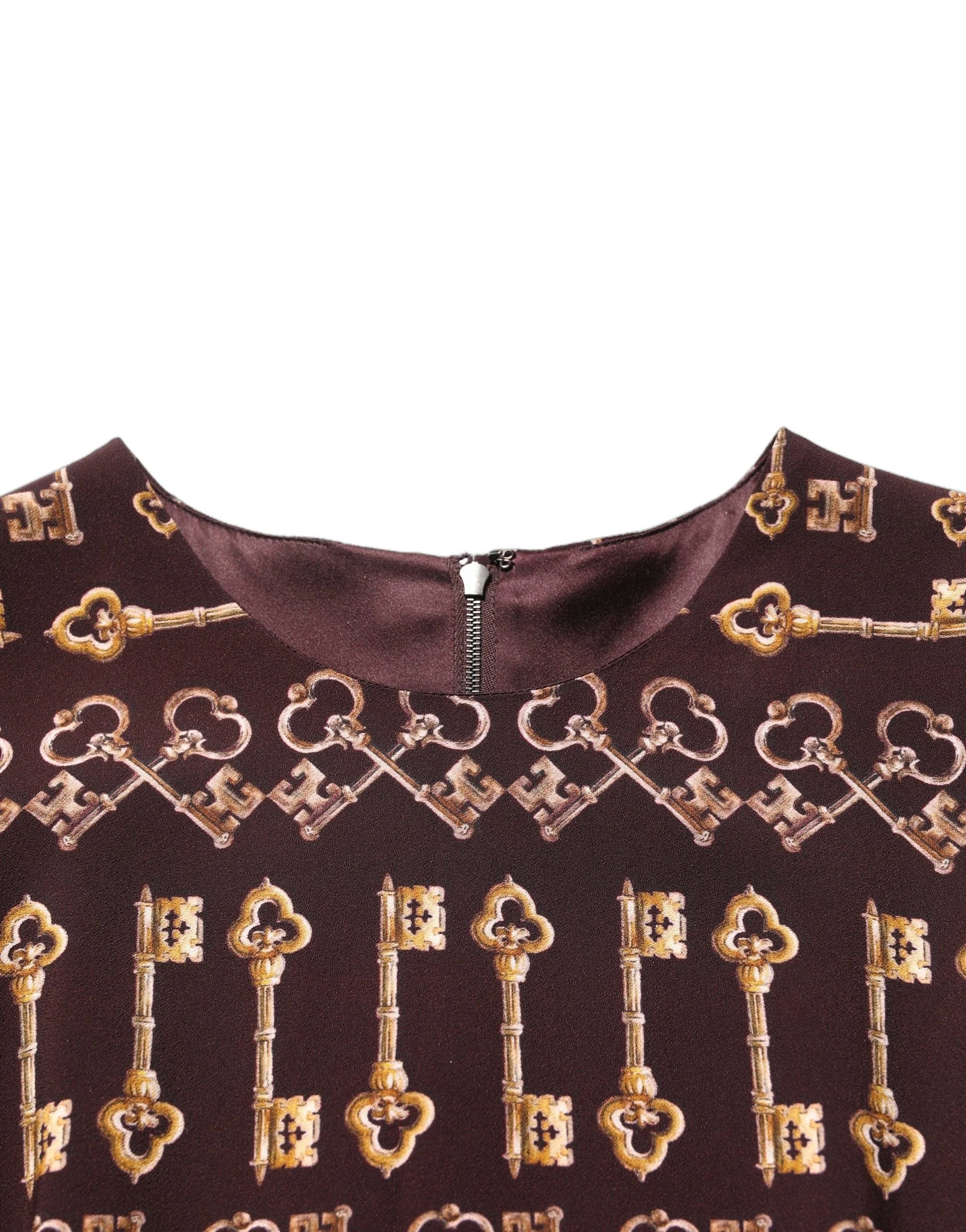 Dolce & Gabbana Brown Keys Fitted Sheath Knee Length Dress - IT42|M