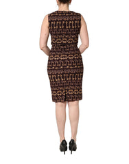 Dolce & Gabbana Brown Keys Fitted Sheath Knee Length Dress - IT42|M