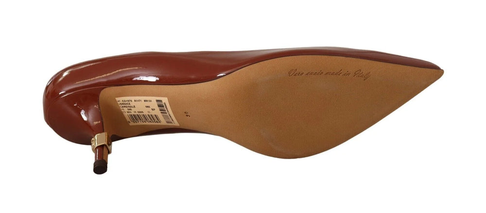 Dolce & Gabbana Brown Kitten Heels Pumps Patent Leather Shoes - EU39/US8.5 - Heels