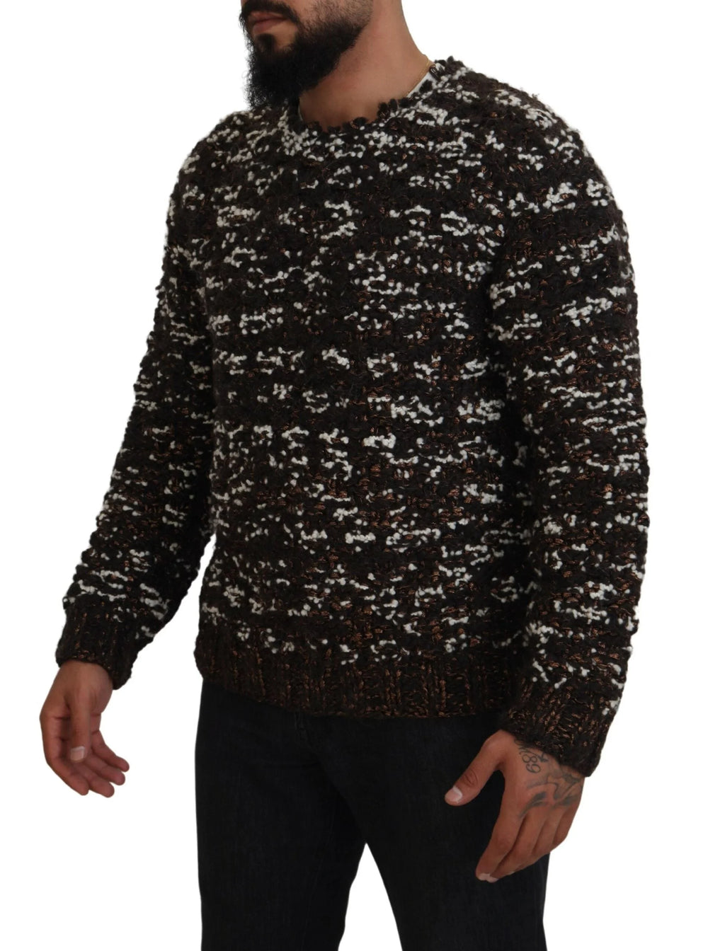 Dolce & Gabbana Brown Knitted Wool Fatto A Mano Sweater - Sweaters