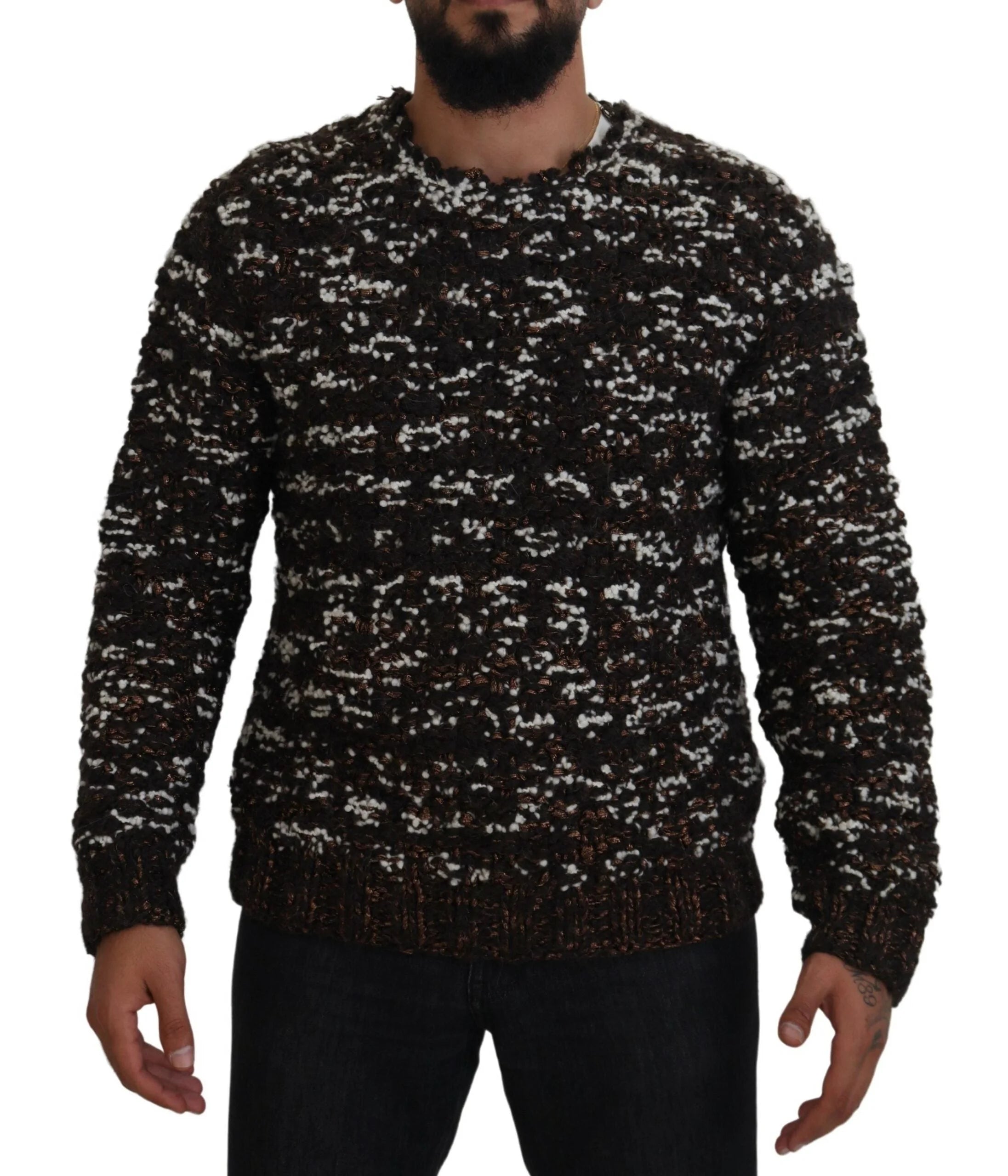 Dolce & Gabbana Brown Knitted Wool Fatto A Mano Sweater - Sweaters