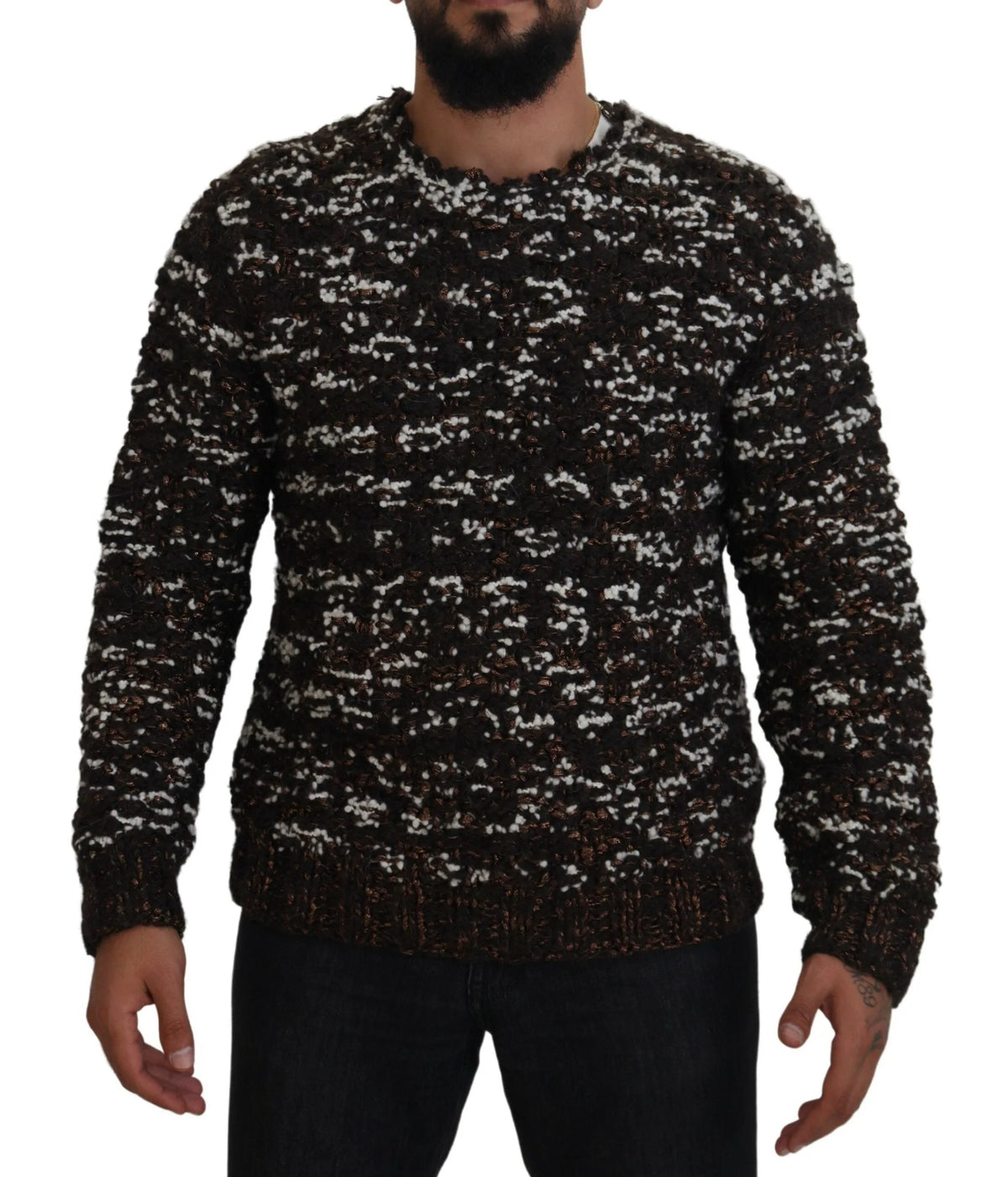 Dolce & Gabbana Brown Knitted Wool Fatto A Mano Sweater - Sweaters