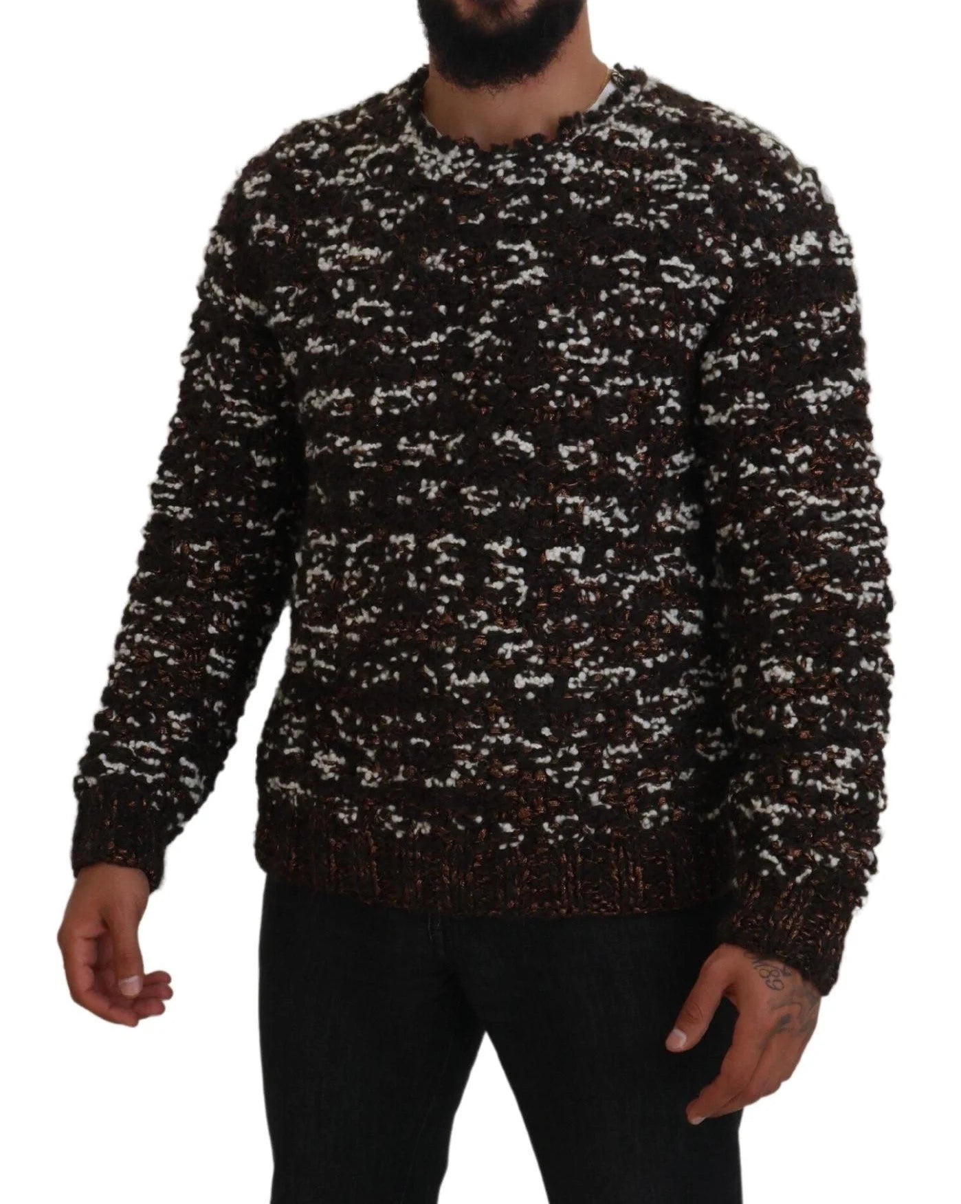 Dolce & Gabbana Brown Knitted Wool Fatto A Mano Sweater - Sweaters