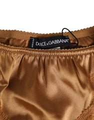 Dolce & Gabbana Brown Lace Silk Satin Slip Panties Underwear - IT2 | S - Briefs