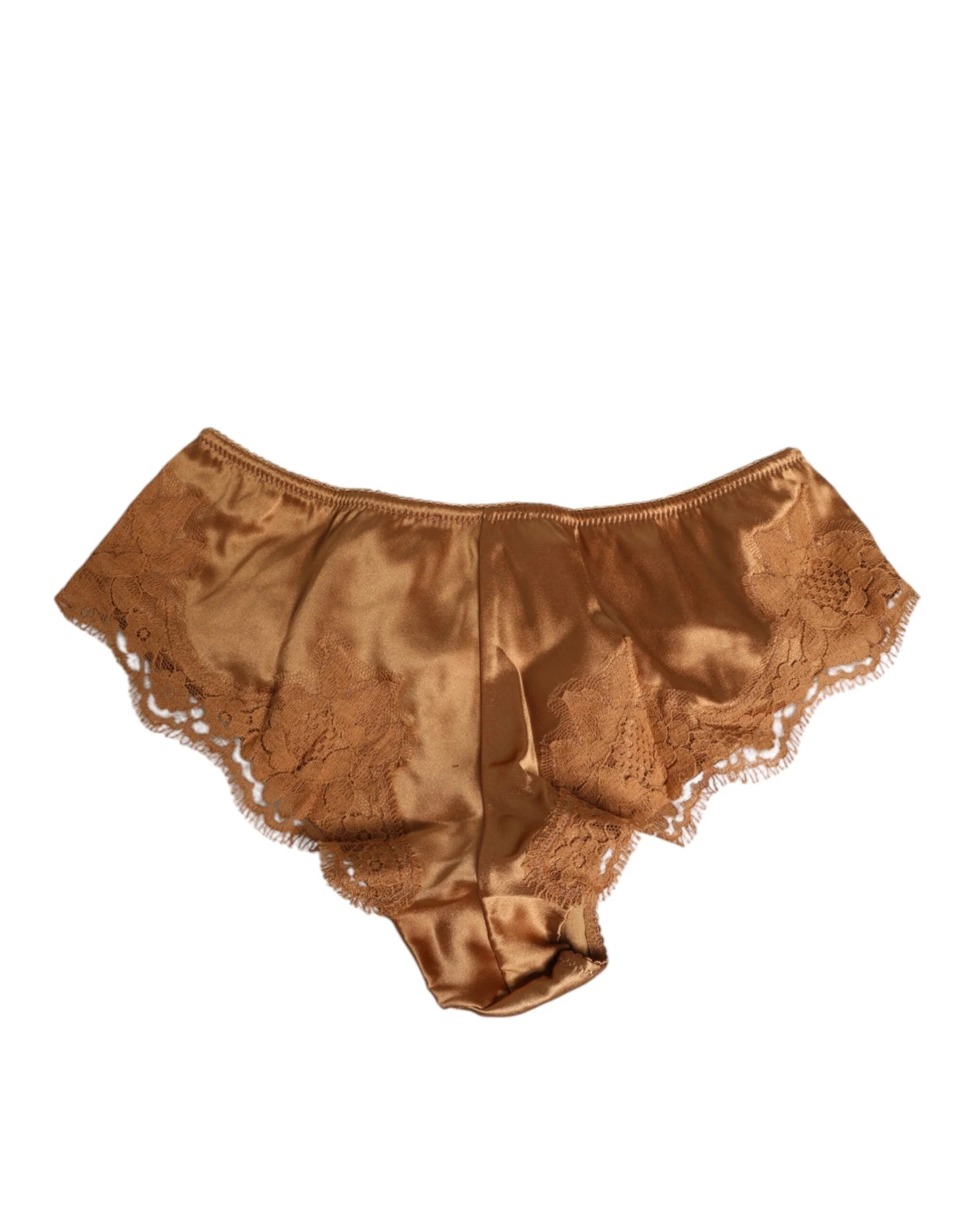 Dolce & Gabbana Brown Lace Silk Satin Slip Panties Underwear - IT2 | S - Briefs