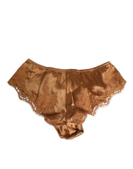 Dolce & Gabbana Brown Lace Silk Satin Slip Panties Underwear - IT2 | S - Briefs