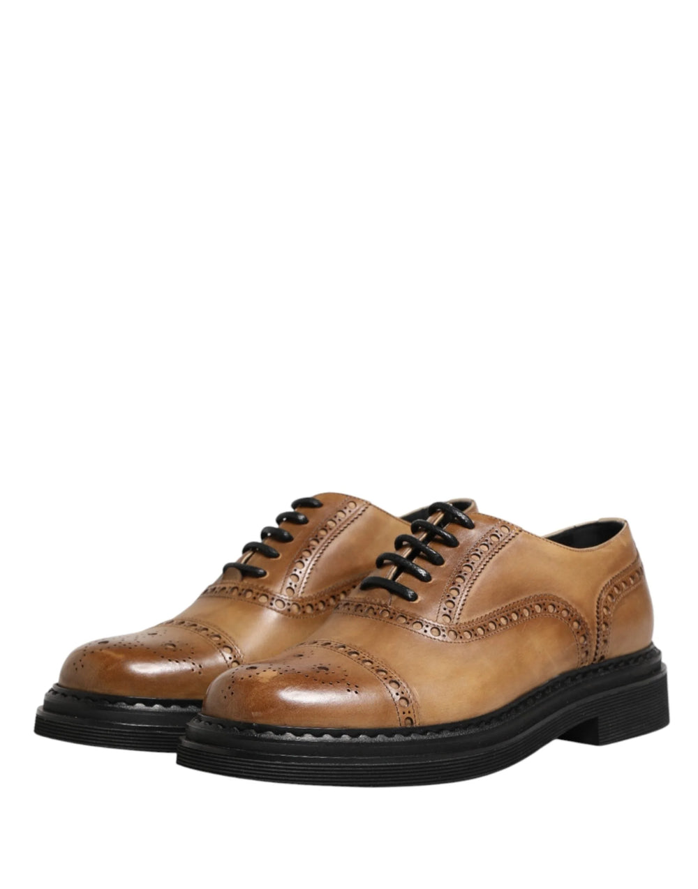 Dolce & Gabbana Brown Lace Up Leather Brogue Derby Men Shoes - EU44/US11
