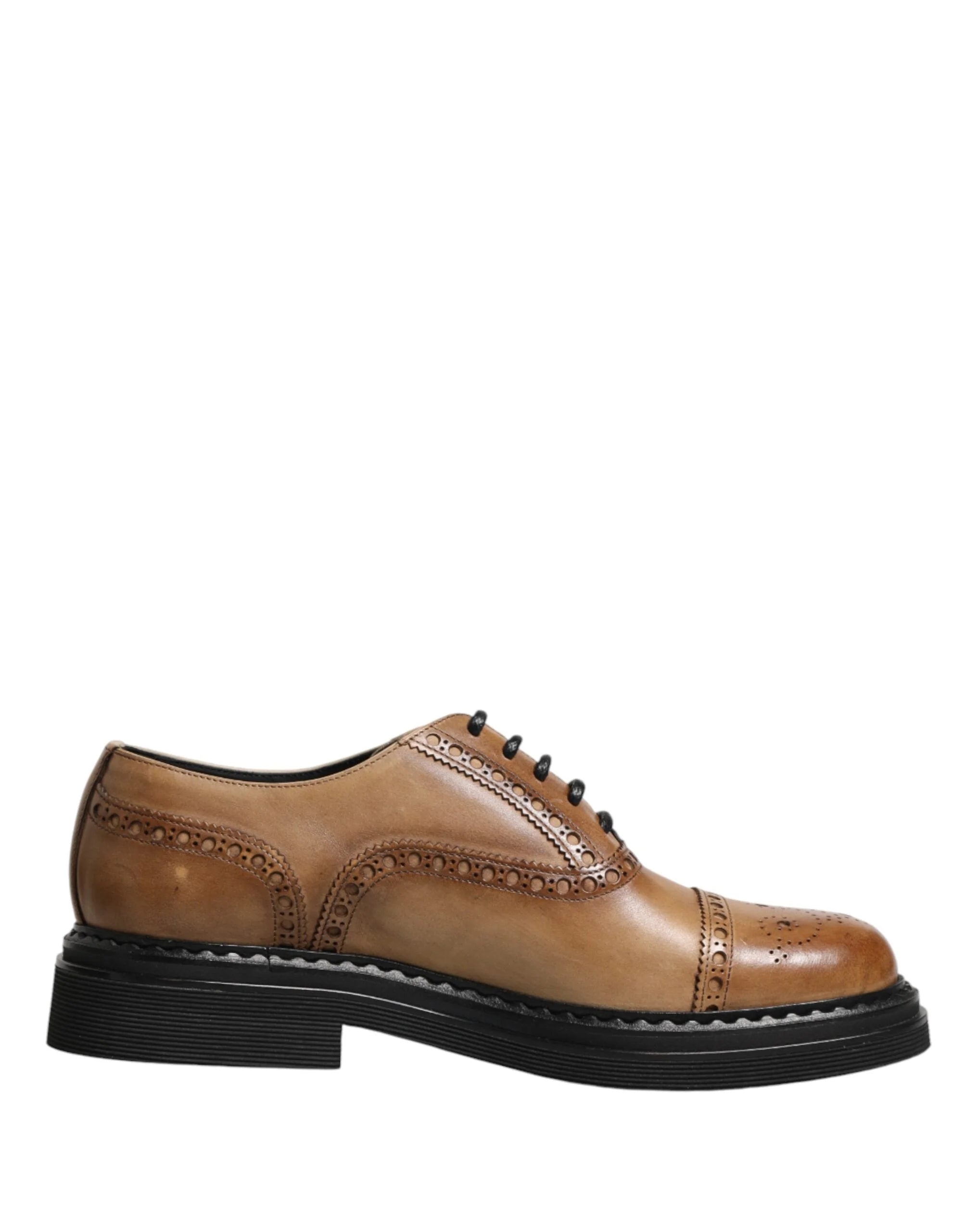 Dolce & Gabbana Brown Lace Up Leather Brogue Derby Men Shoes - EU44/US11