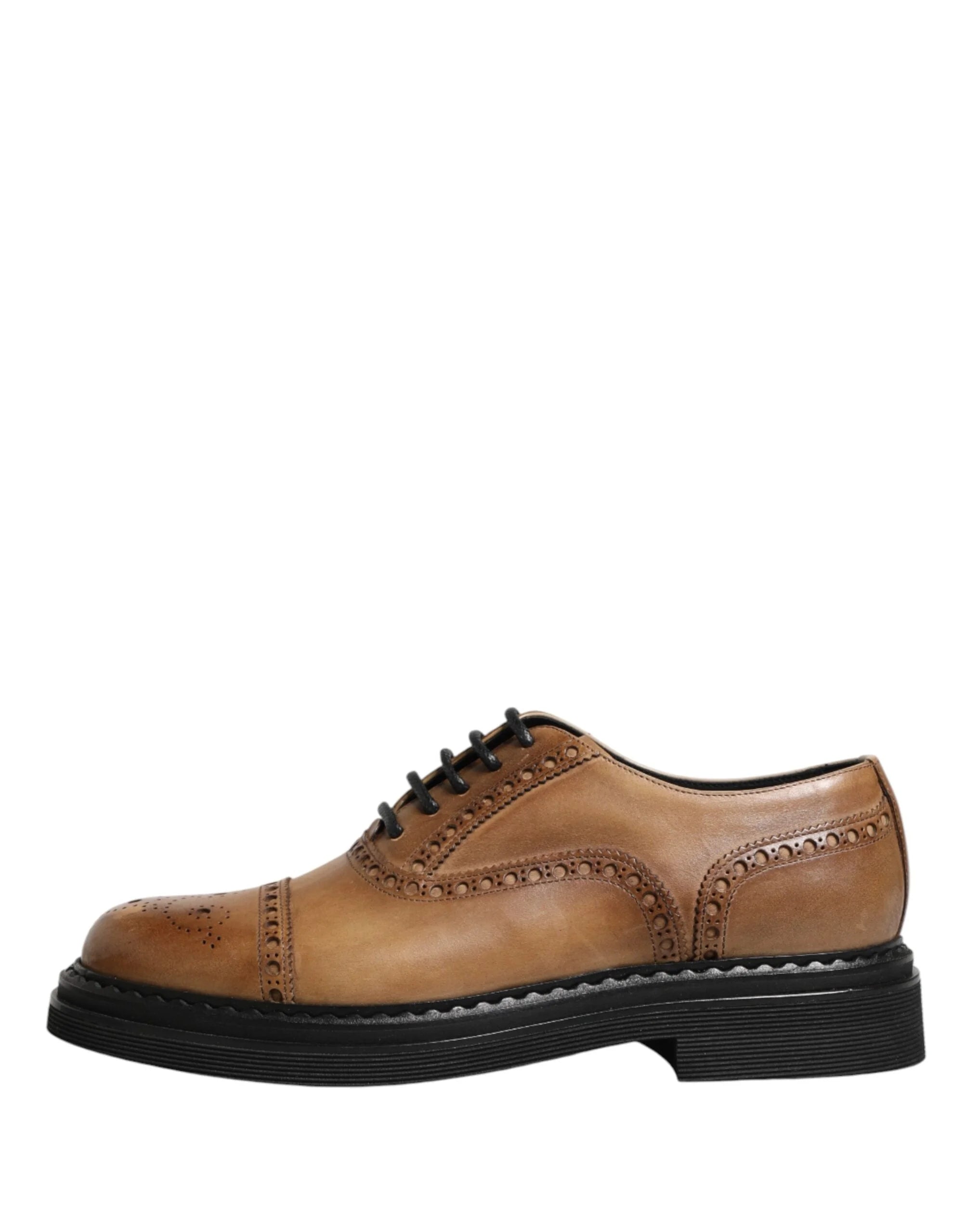 Dolce & Gabbana Brown Lace Up Leather Brogue Derby Men Shoes - EU44/US11