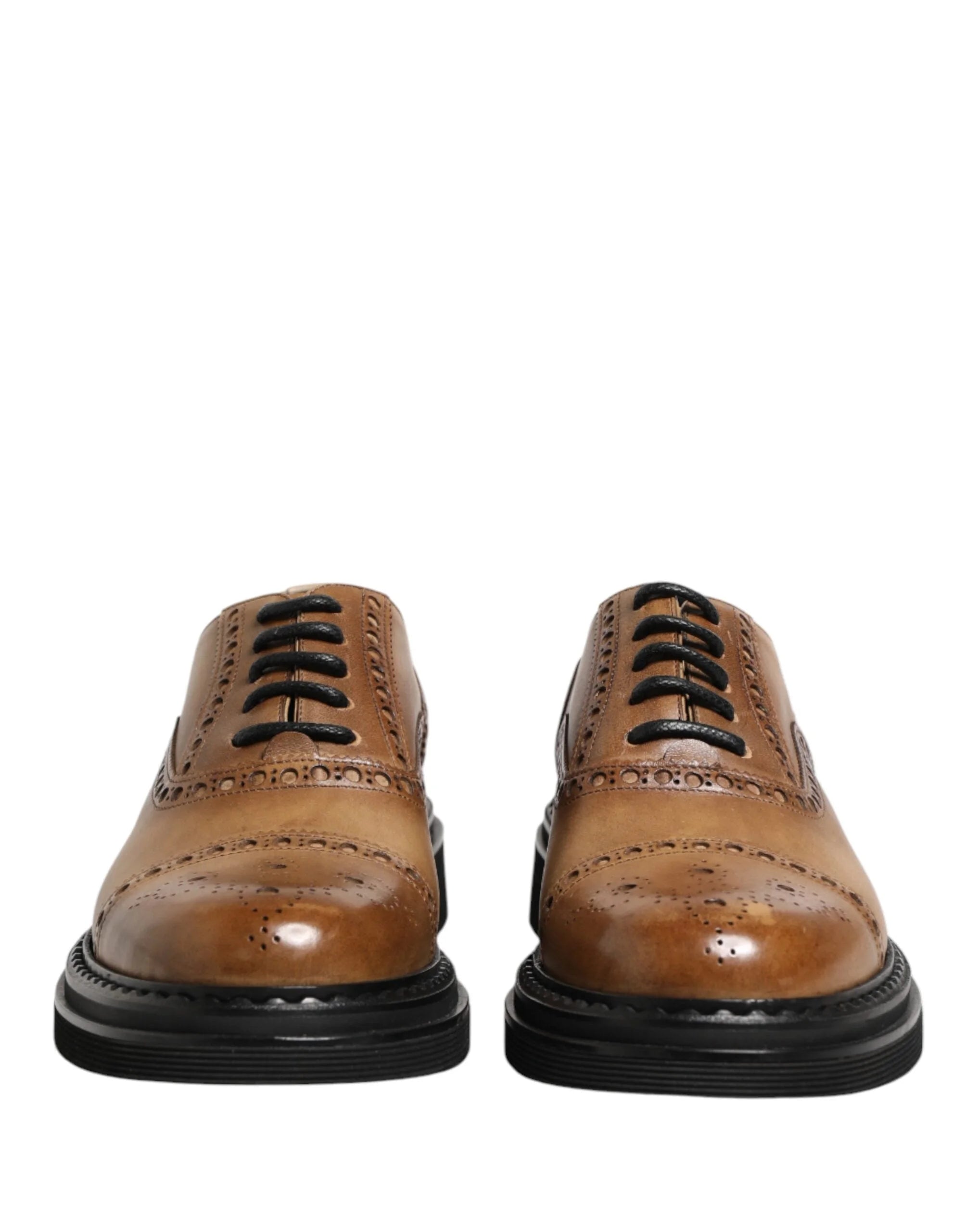 Dolce & Gabbana Brown Lace Up Leather Brogue Derby Men Shoes - EU44/US11
