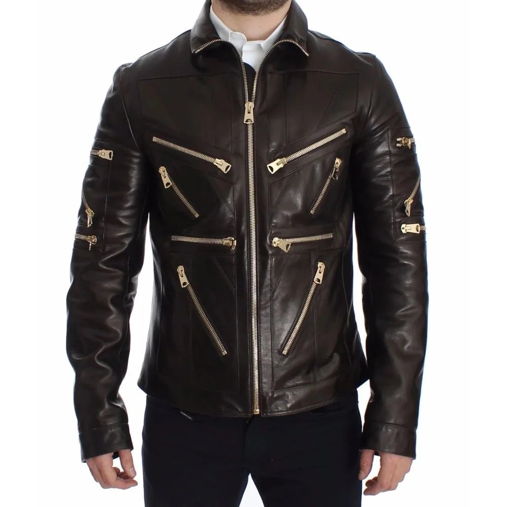 Dolce & Gabbana Brown Lambskin Jackets & Coat - IT46 | S
