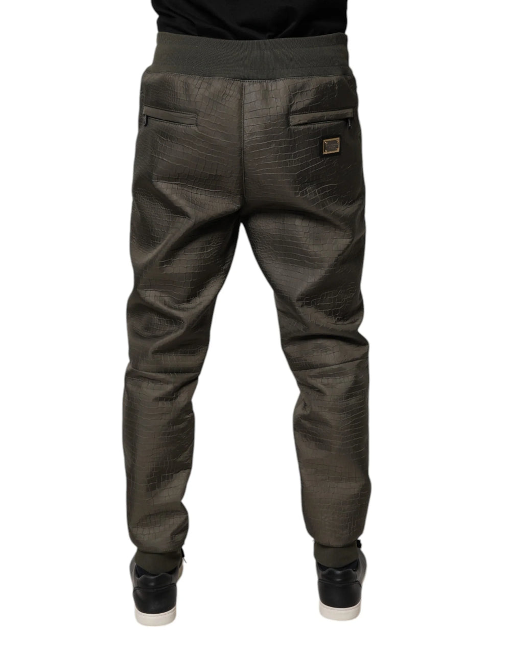 Dolce & Gabbana Brown Lambskin Leather Men Sweatpants Pants - IT50 | L - Sweatpants