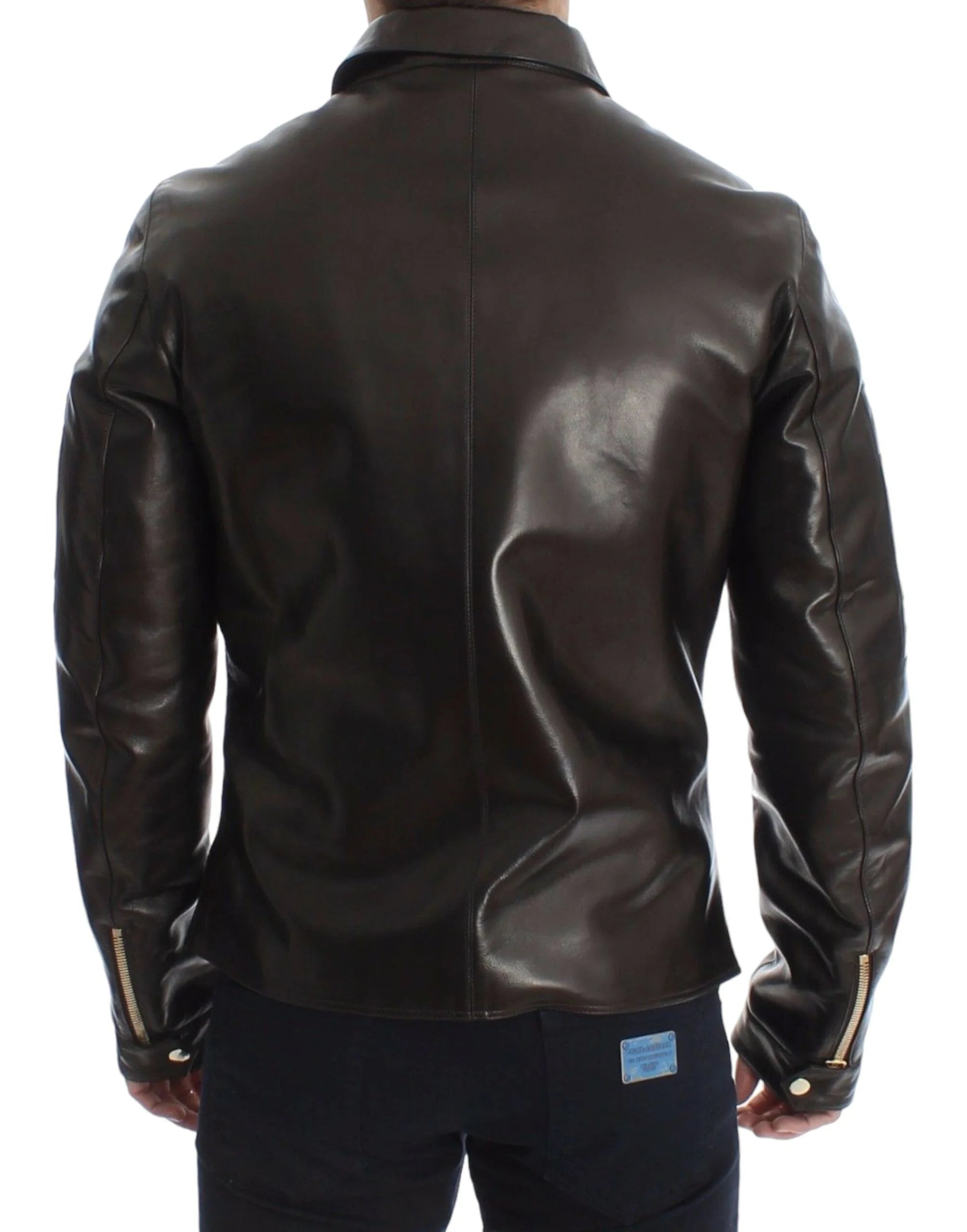 Dolce & Gabbana Brown Lambskin Leather Zipper Jacket - IT48 | M - Bomber Jackets