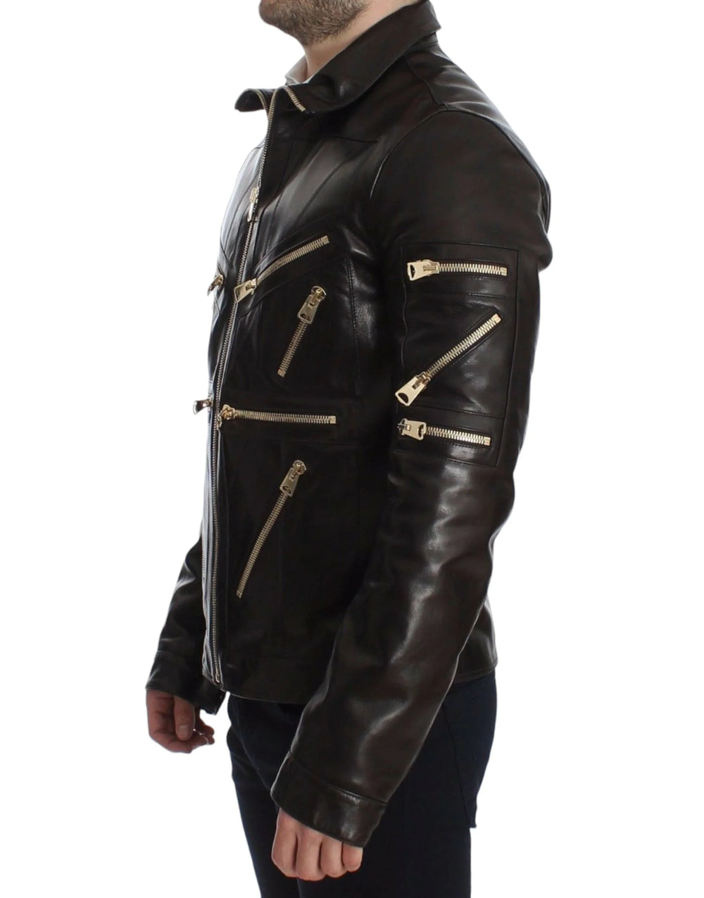 Dolce & Gabbana Brown Lambskin Leather Zipper Jacket - IT48 | M - Bomber Jackets