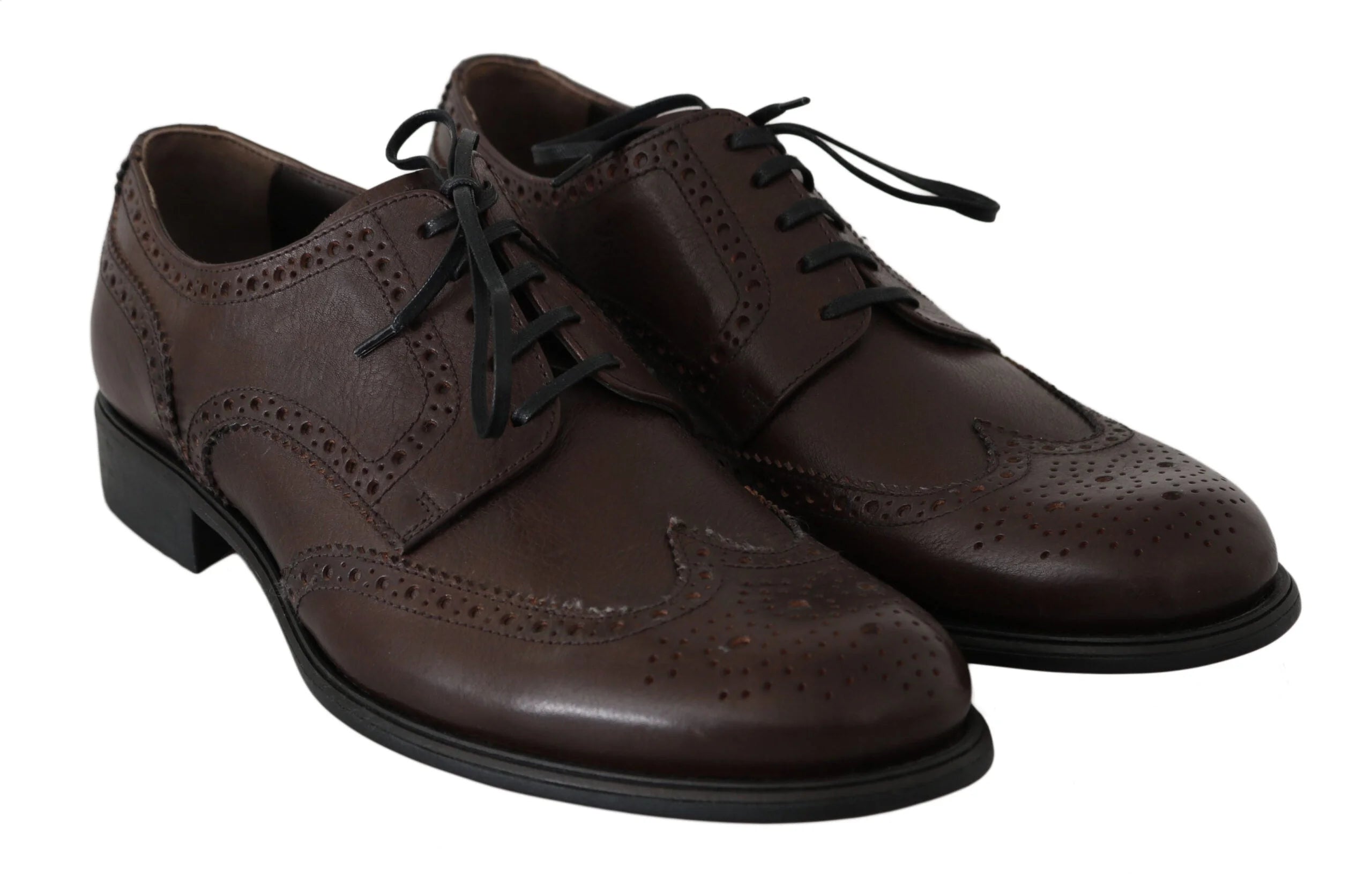 Dolce & Gabbana Brown Leather Brogue Derby Dress Shoes - EU44.5/US11.5 - Shoes