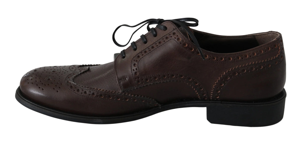 Dolce & Gabbana Brown Leather Brogue Derby Dress Shoes - EU44.5/US11.5 - Shoes