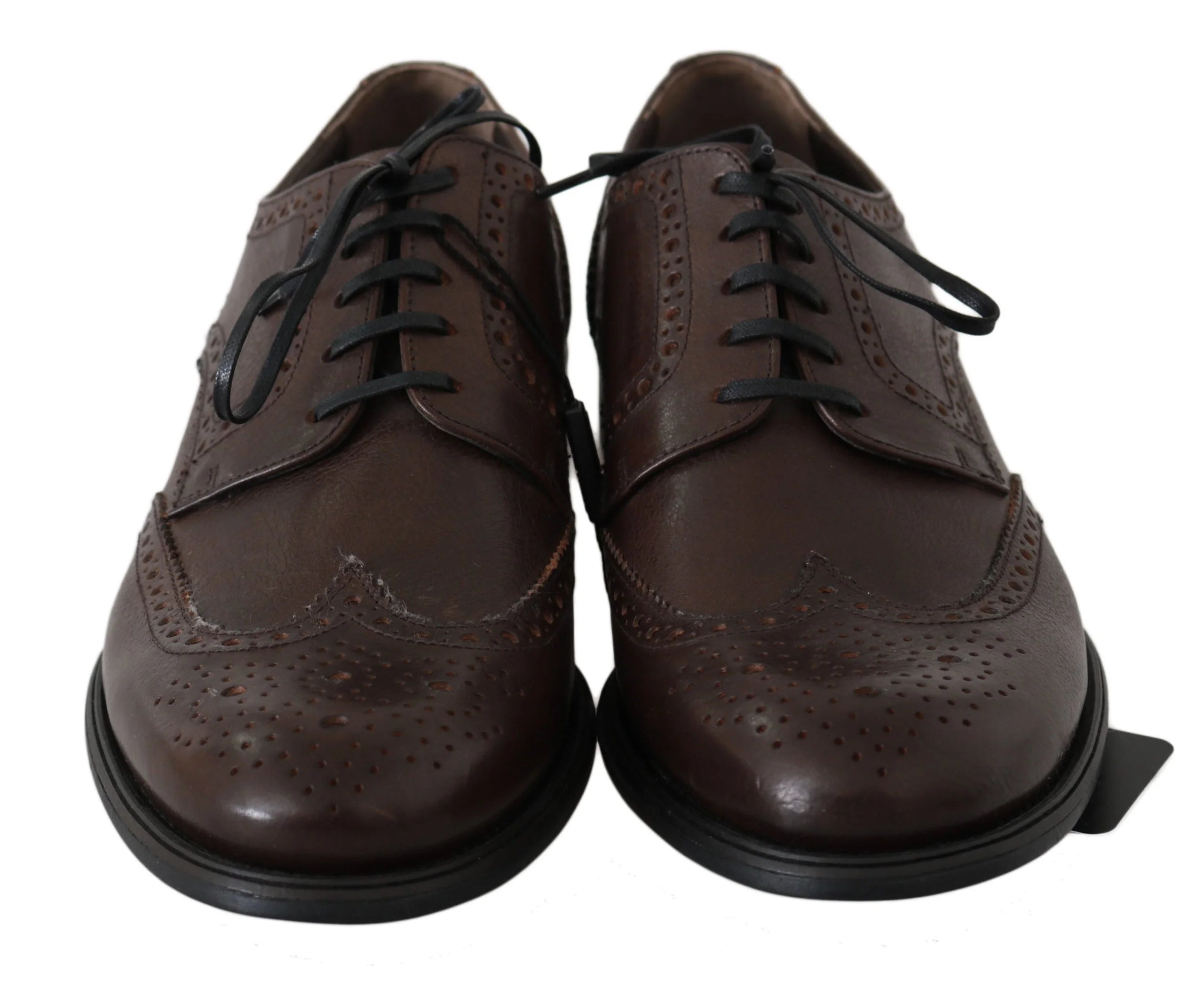 Dolce & Gabbana Brown Leather Brogue Derby Dress Shoes - EU44.5/US11.5 - Shoes