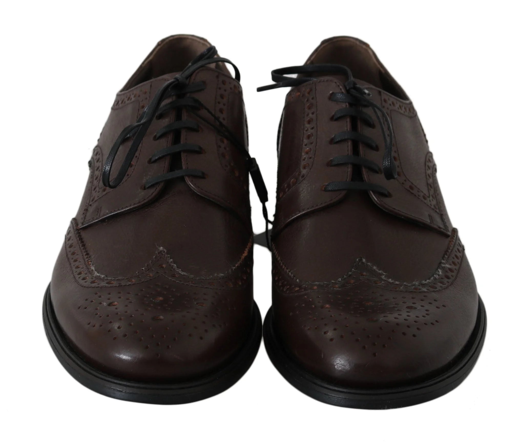 Dolce & Gabbana Brown Leather Brogue Derby Dress Shoes - EU44.5/US11.5 - Shoes