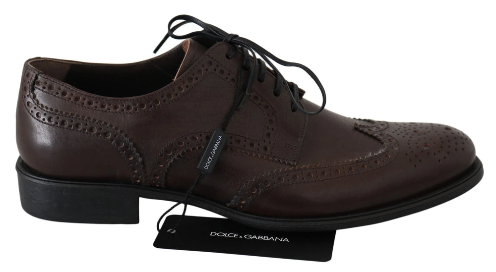 Dolce & Gabbana Brown Leather Brogue Derby Dress Shoes - EU44.5/US11.5 - Shoes