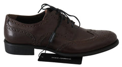 Dolce & Gabbana Brown Leather Brogue Derby Dress Shoes - EU44.5/US11.5 - Shoes