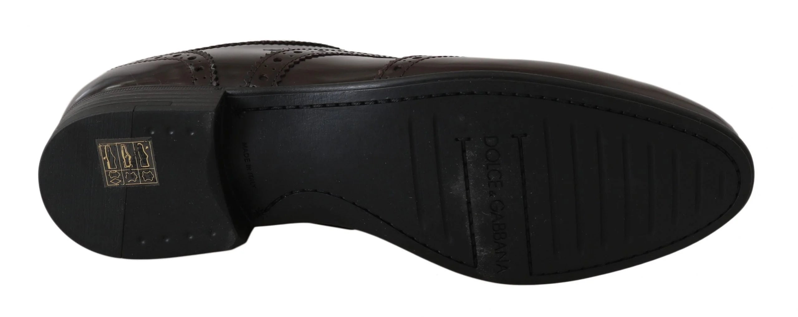 Dolce & Gabbana Brown Leather Broques Oxford Wingtip Shoes - Flats