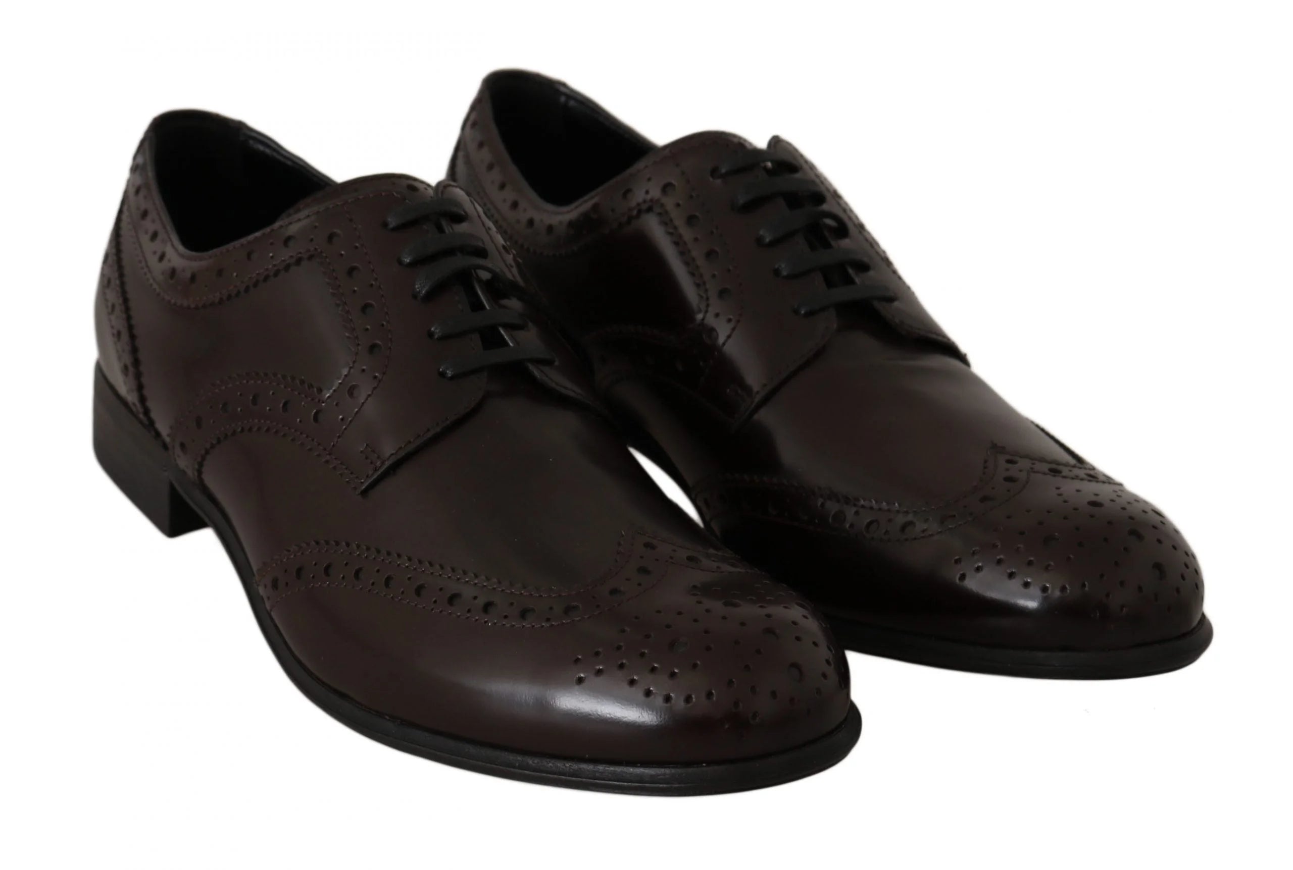 Dolce & Gabbana Brown Leather Broques Oxford Wingtip Shoes - Flats