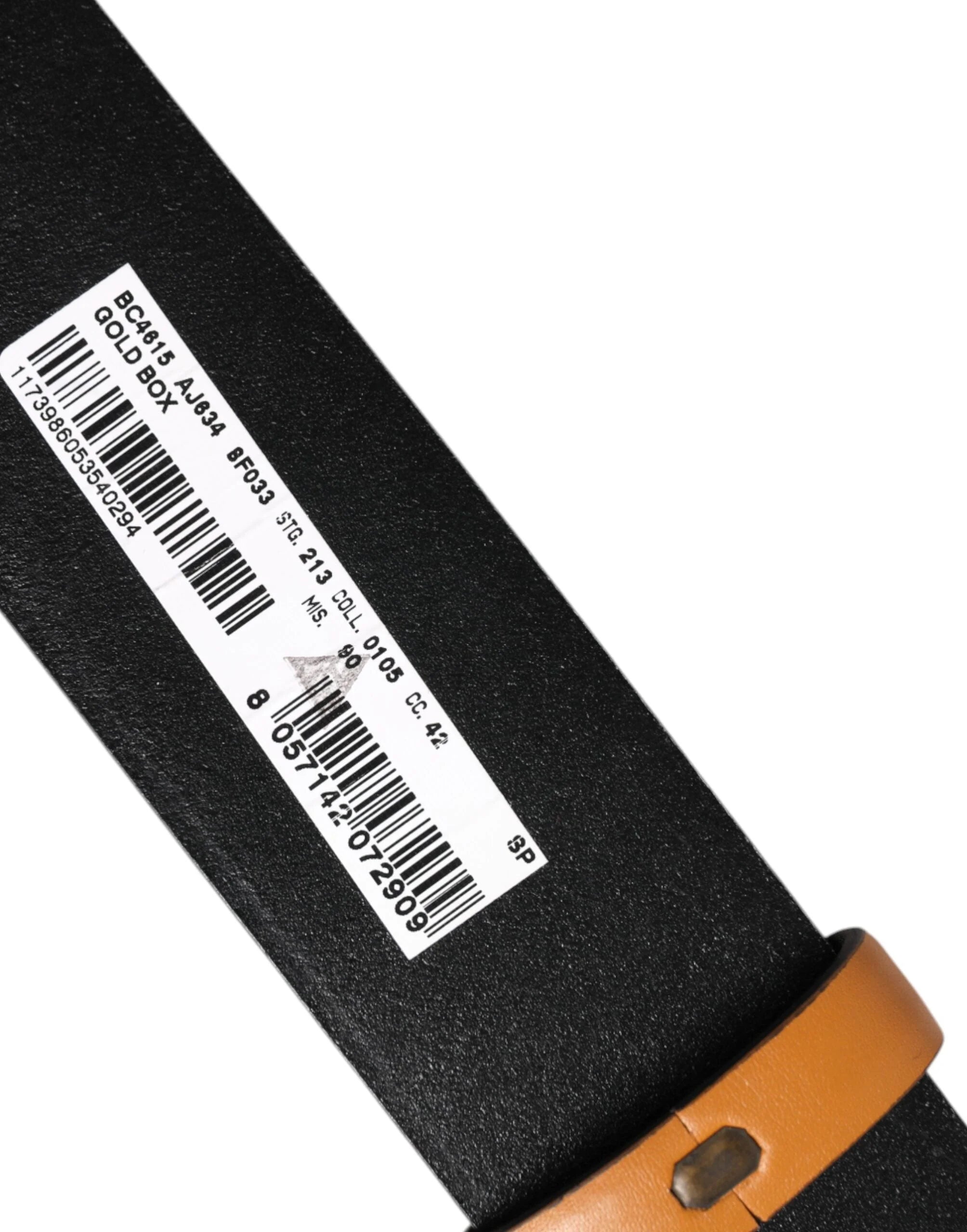 Dolce & Gabbana Brown Leather Buckle DG Logo Embossed Belt - 90 cm / 36 Inches - Belts