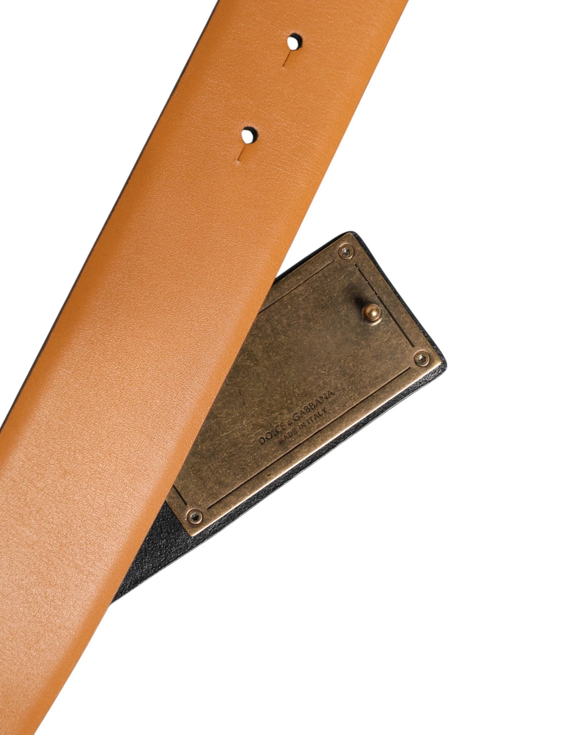 Dolce & Gabbana Brown Leather Buckle DG Logo Embossed Belt - 90 cm / 36 Inches - Belts