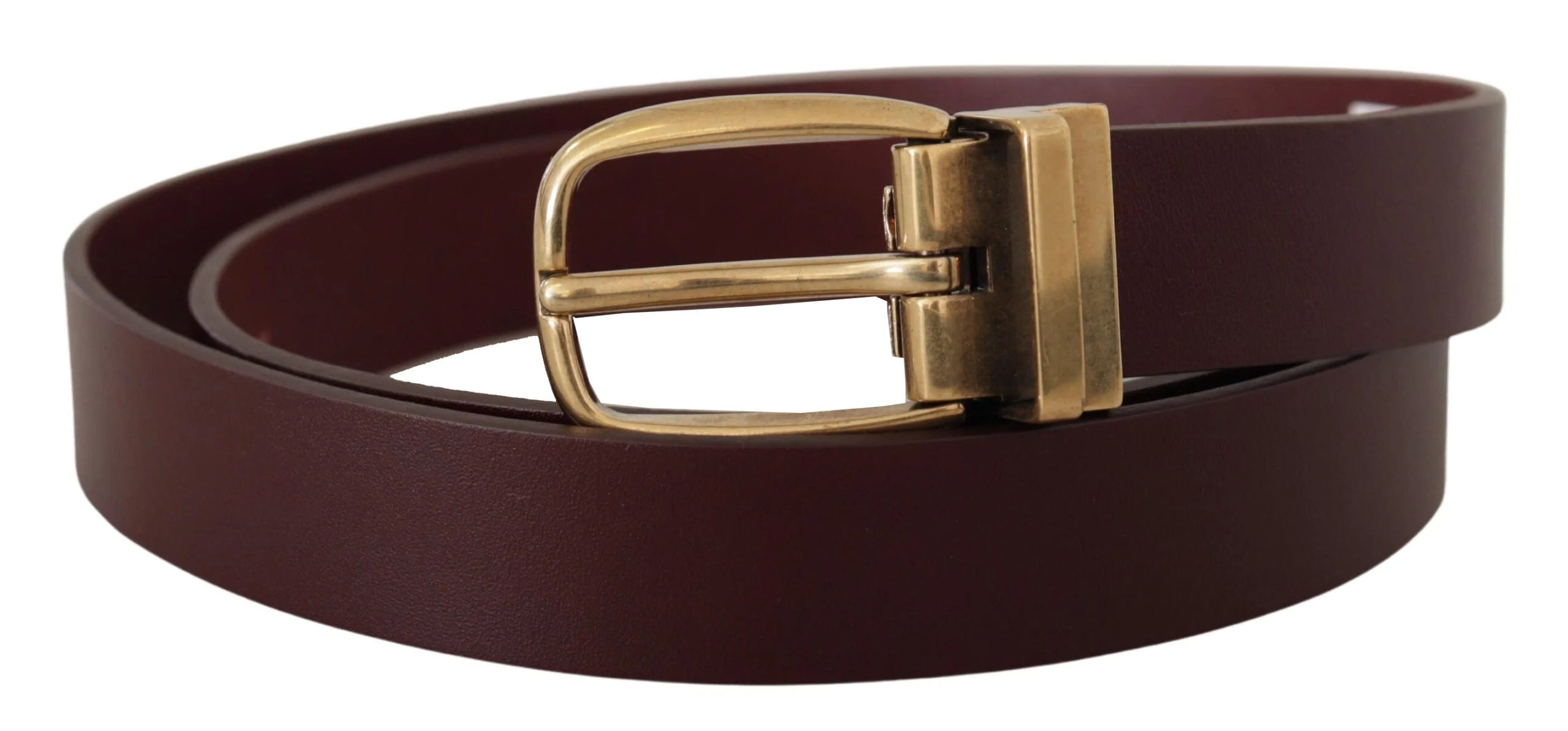 Dolce & Gabbana Brown Leather Classic Gold Metal Buckle Belt - 90 cm / 36 Inches - Belts