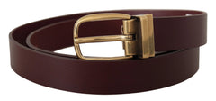 Dolce & Gabbana Brown Leather Classic Gold Metal Buckle Belt - 90 cm / 36 Inches - Belts