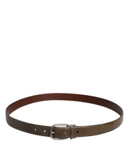 Dolce & Gabbana Brown Leather Classic Metal Logo Buckle Belt - Belts