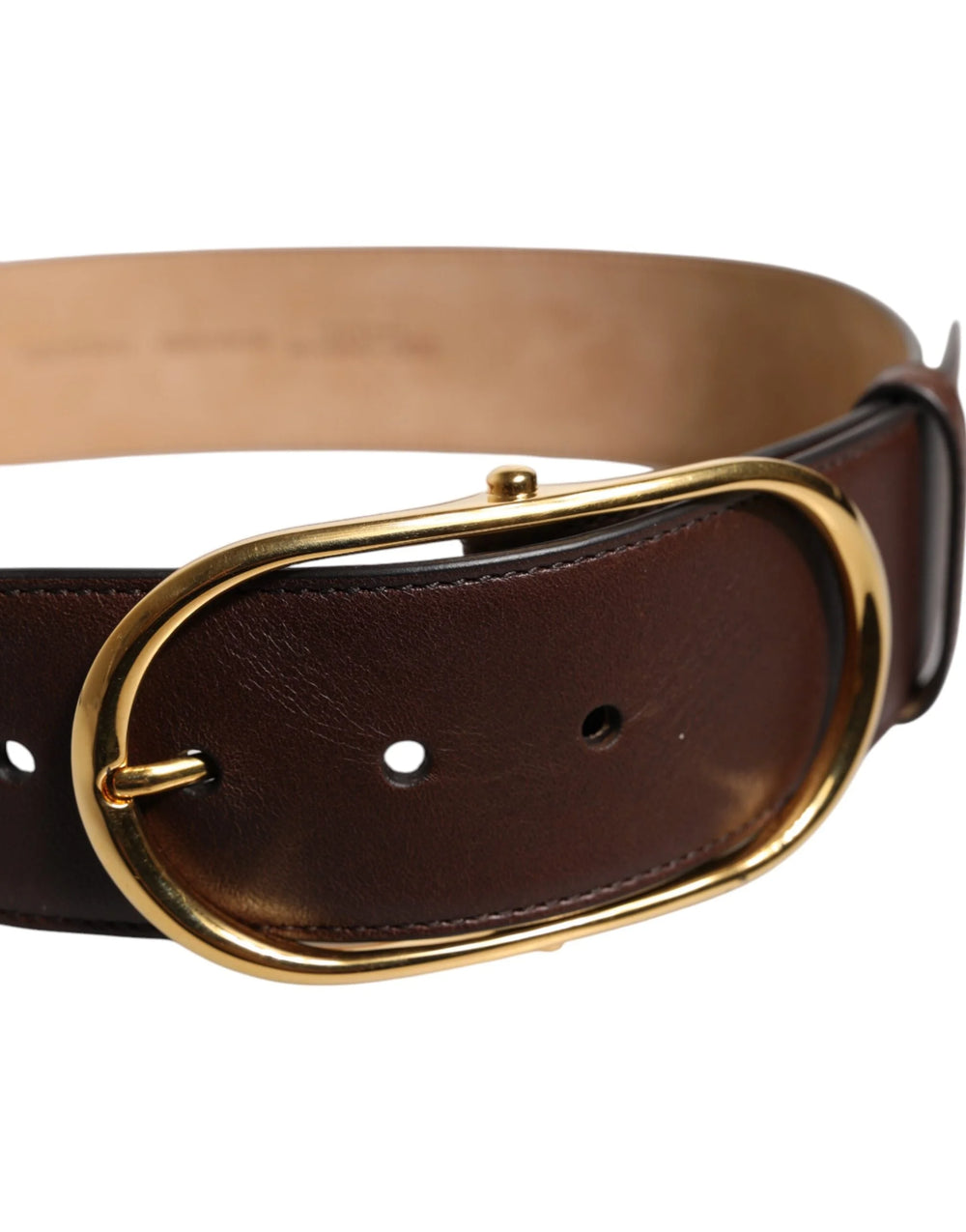 Dolce & Gabbana Brown Leather Classic Metal Oval Buckle Belt - 85 cm / 34 Inches - Belts