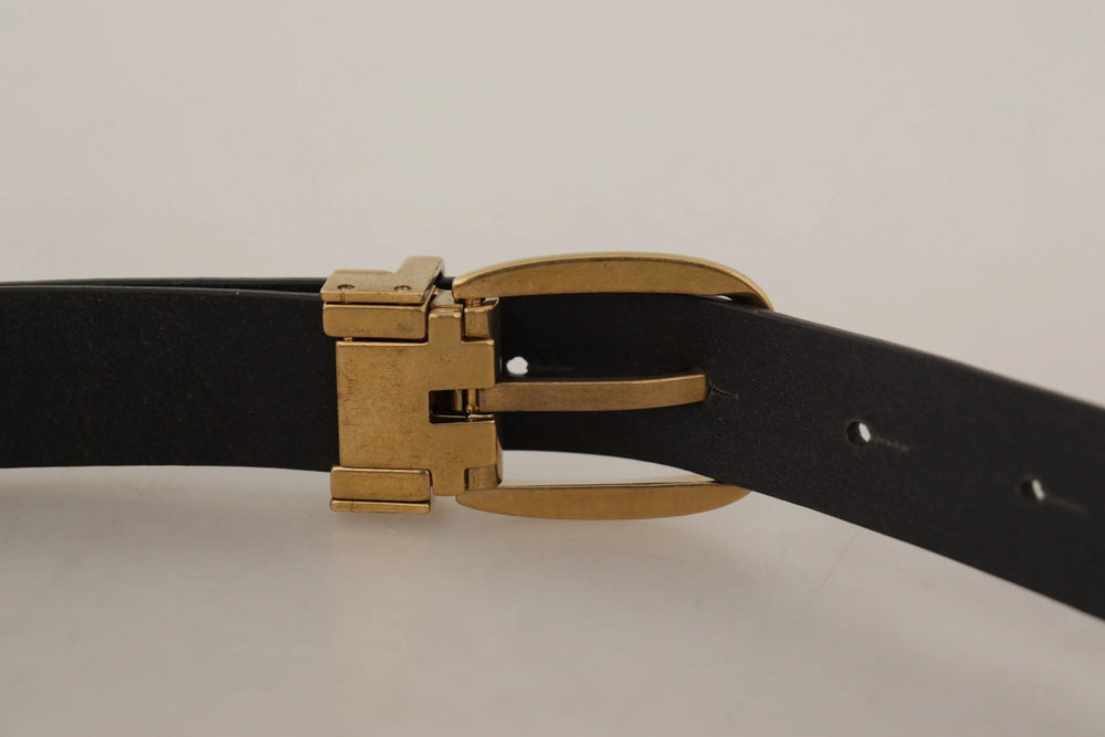 Dolce & Gabbana Brown Leather Classic Vintage Metal Buckle Belt - 80 cm / 32 Inches - Belts