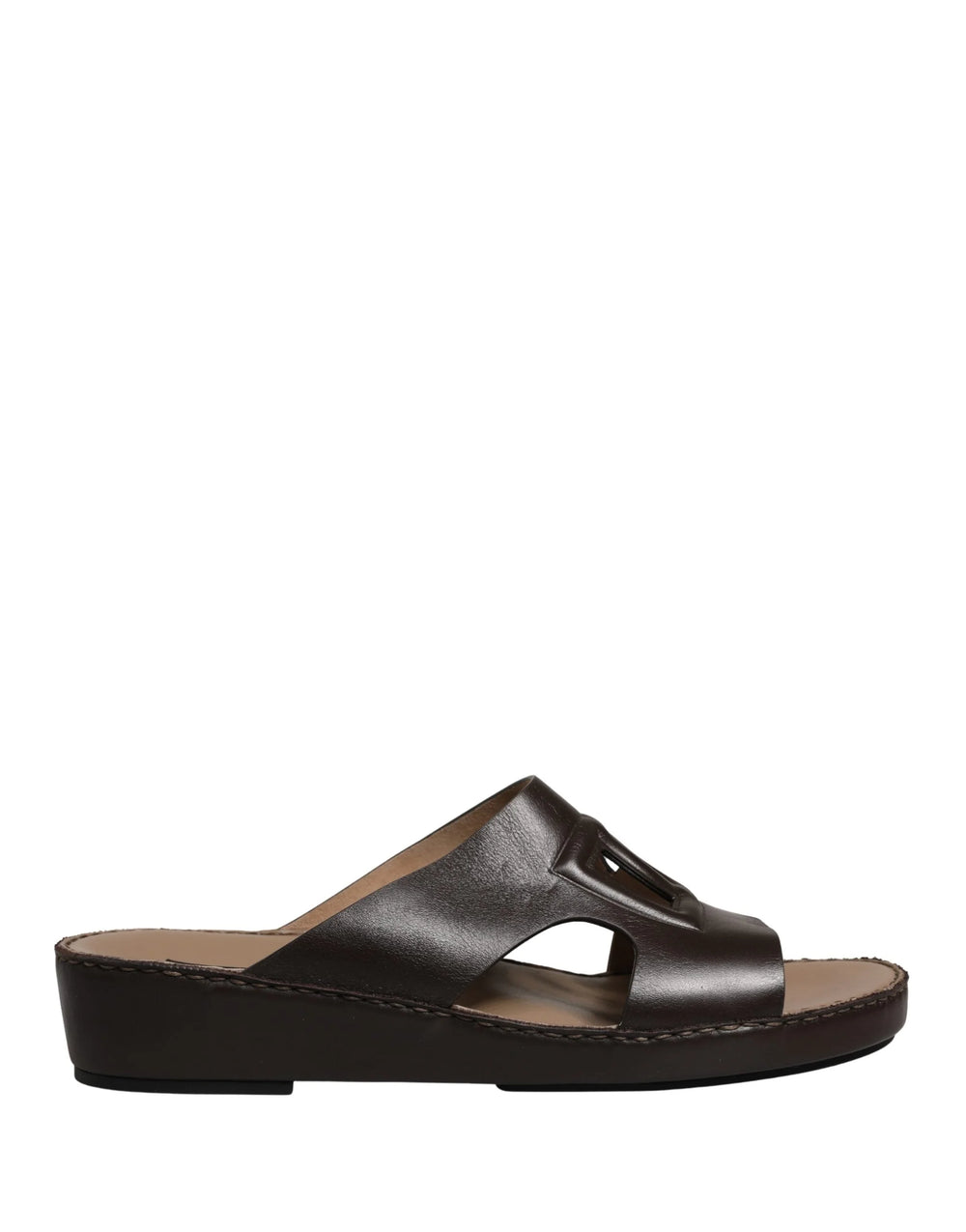 Dolce & Gabbana Brown Leather Cutout DG Logo Sandals Shoes - EU44/US11