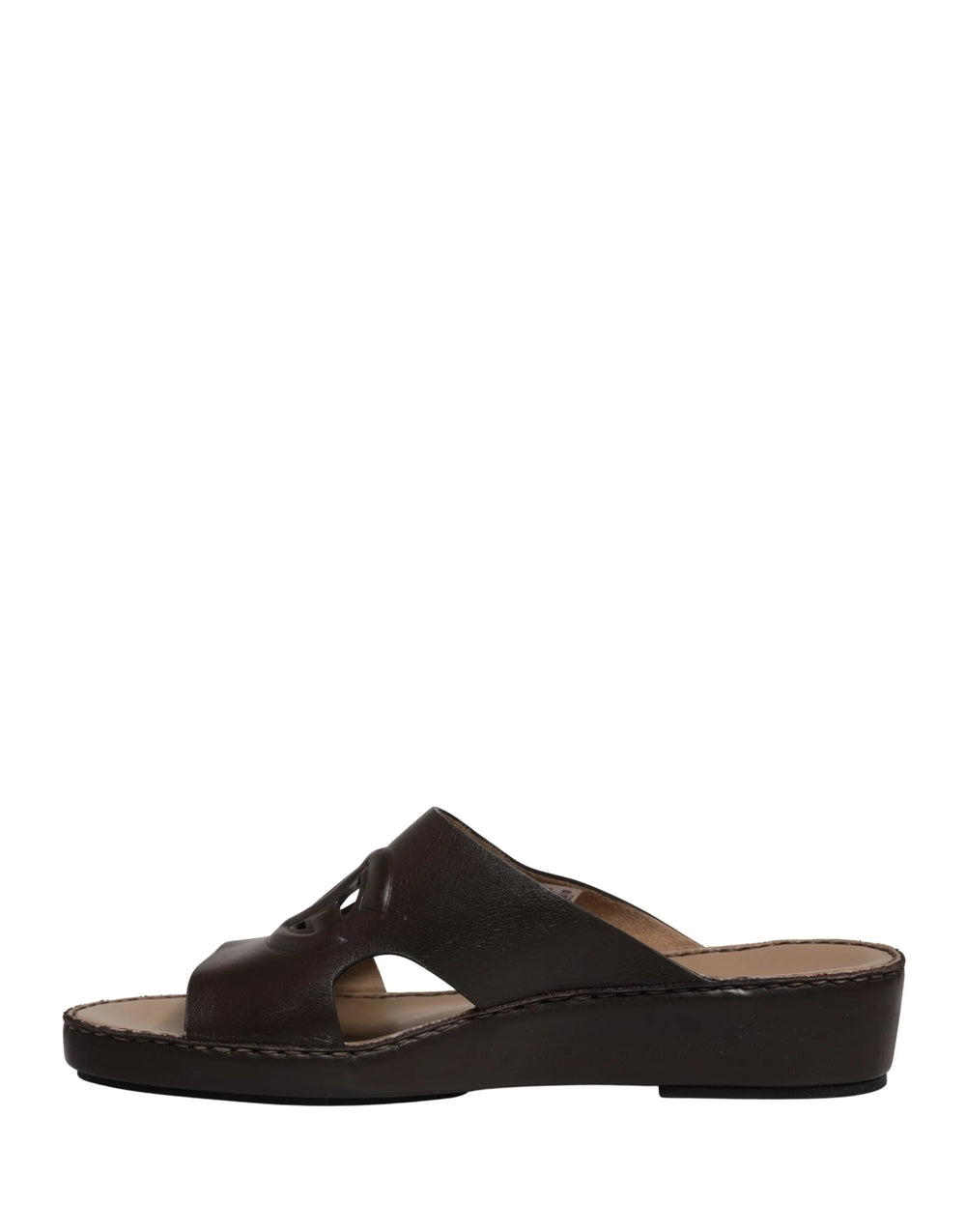 Dolce & Gabbana Brown Leather Cutout DG Logo Sandals Shoes - EU44/US11