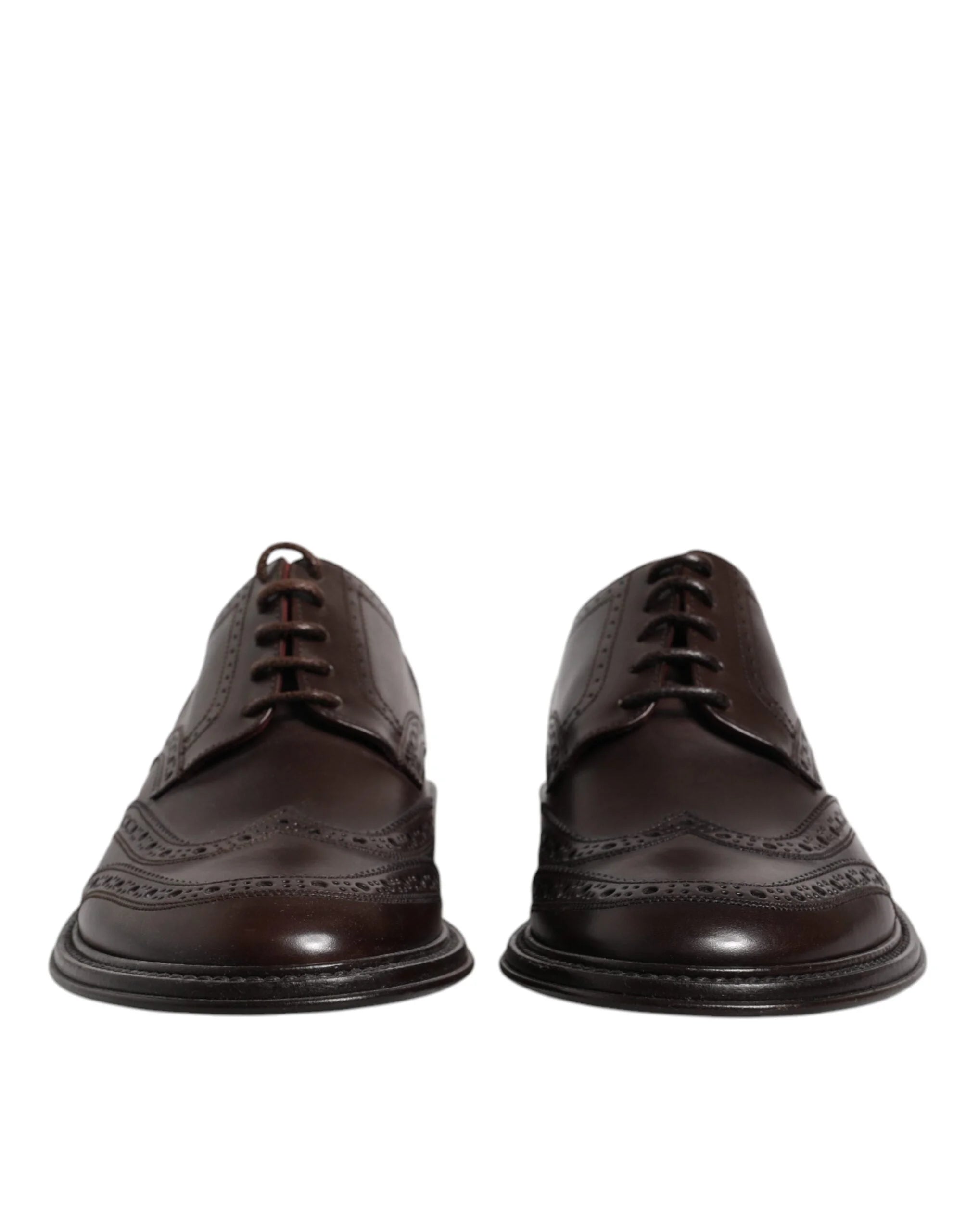 Dolce & Gabbana Brown Leather Derby Wingtip Lace Up Formal Dress Shoes - EU39/US6 - Shoes
