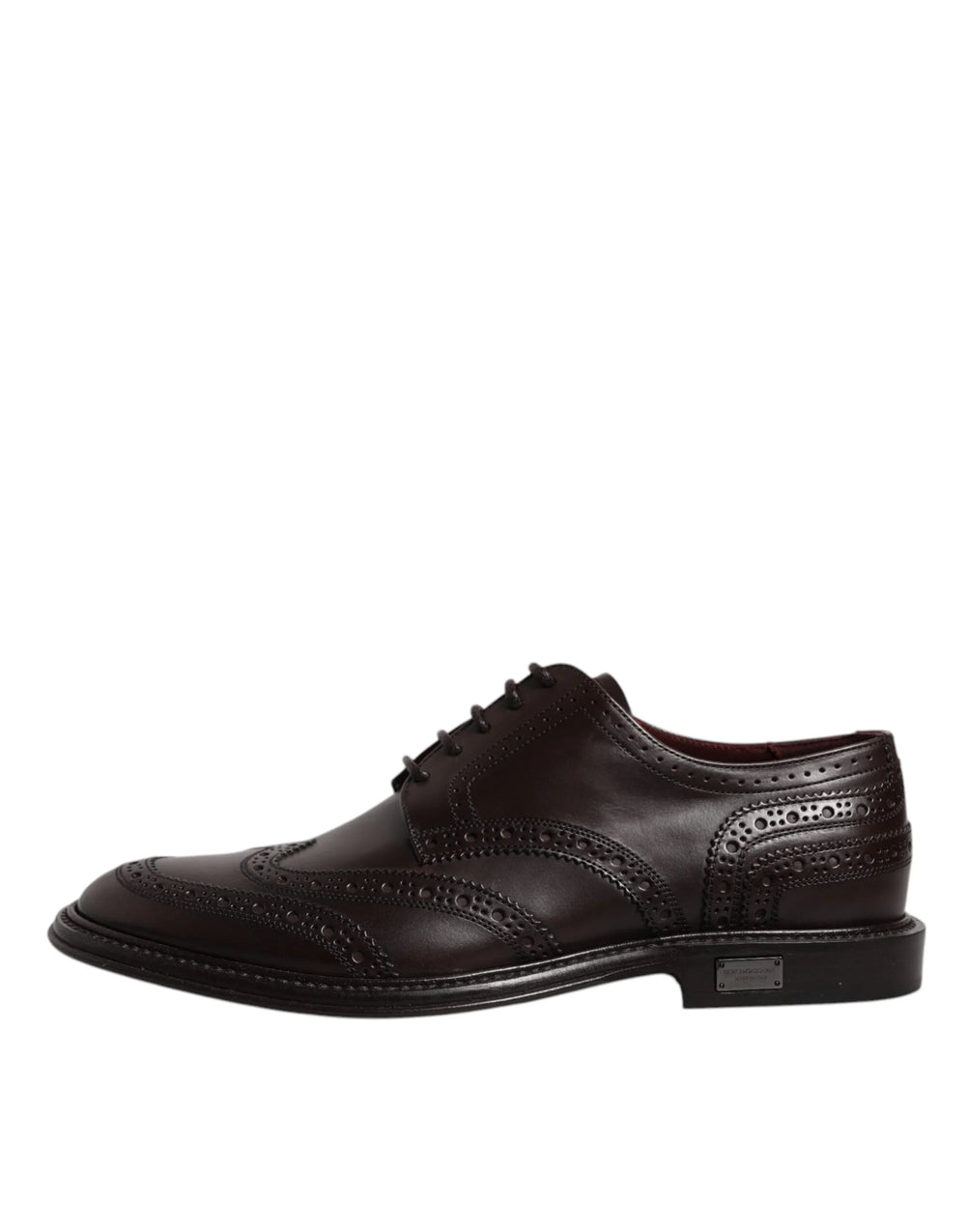Dolce & Gabbana Hnedé kožené derby topánky s ozdobnou špičkou a šnurovaním – EU39/US6